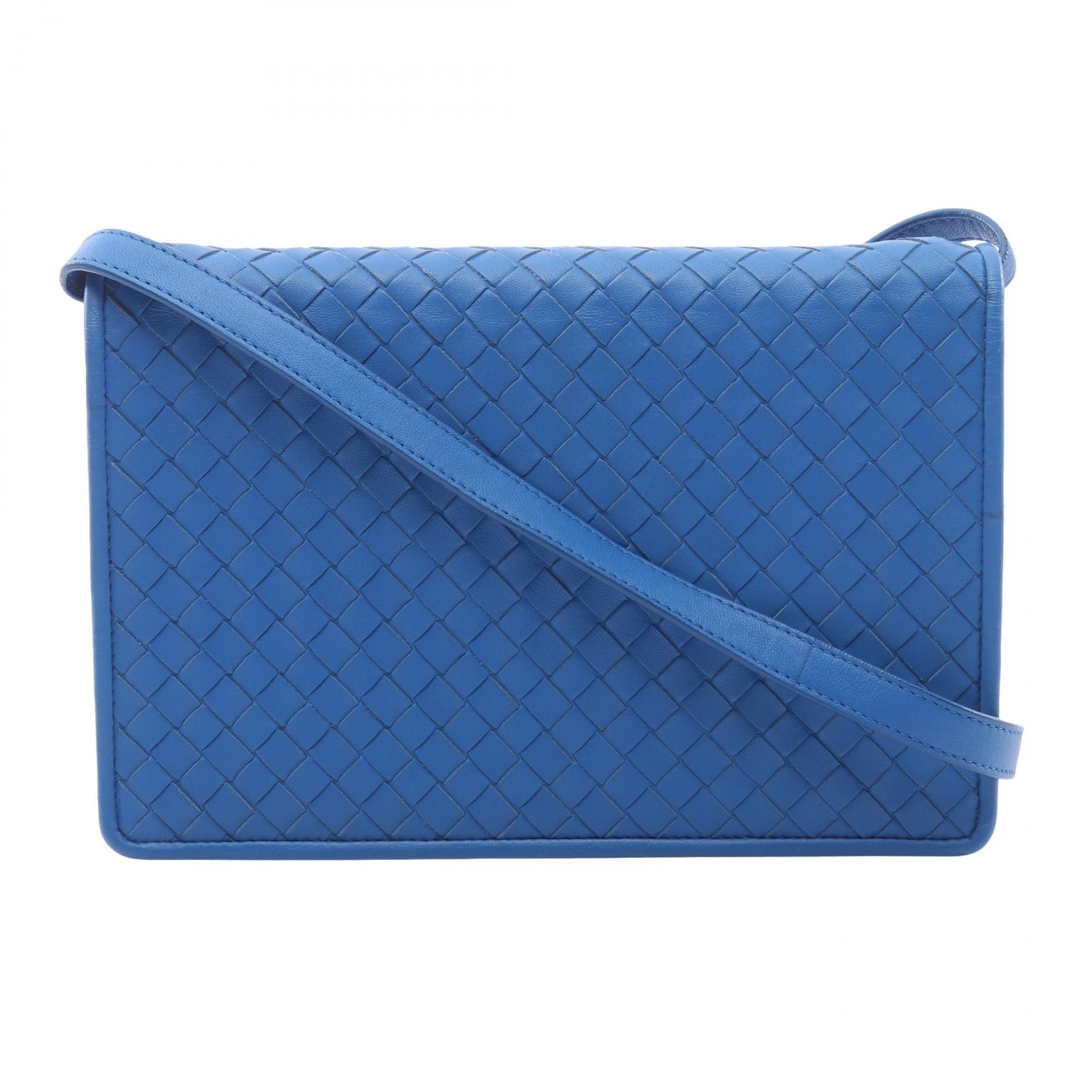【P5倍×15%OFFクーポン】ボッテガヴェネタ BOTTEGA VENETA イントレチャート ショルダーバッグ バッグ レザー レディース ブルー系 【中古】