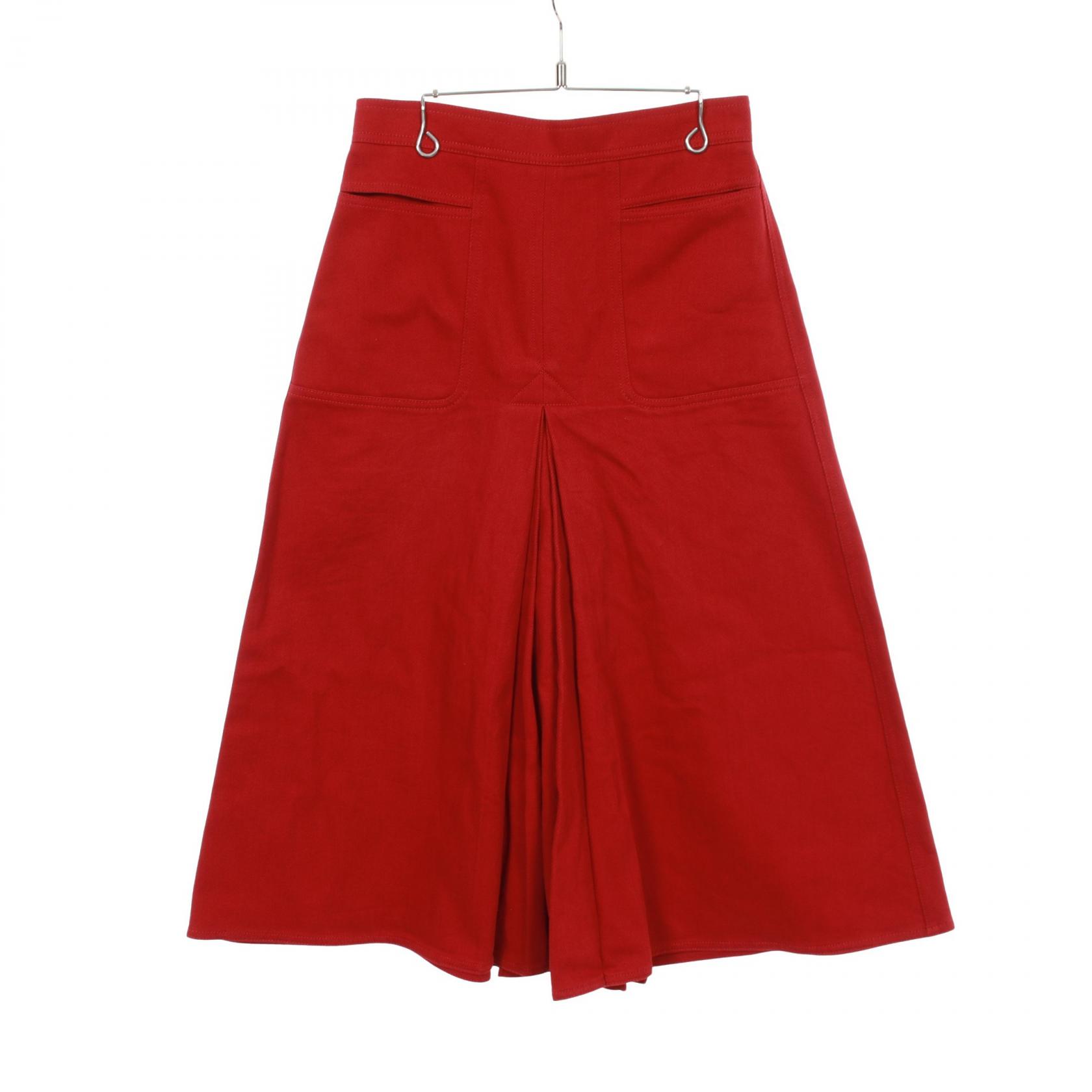 【5%OFFクーポン×ポイント5倍】マックスマーラ MAX MARA Renoir プリーツ コットン ミディスカート スカート 衣料品 ボトムス コットン レディース レッド系 【中古】