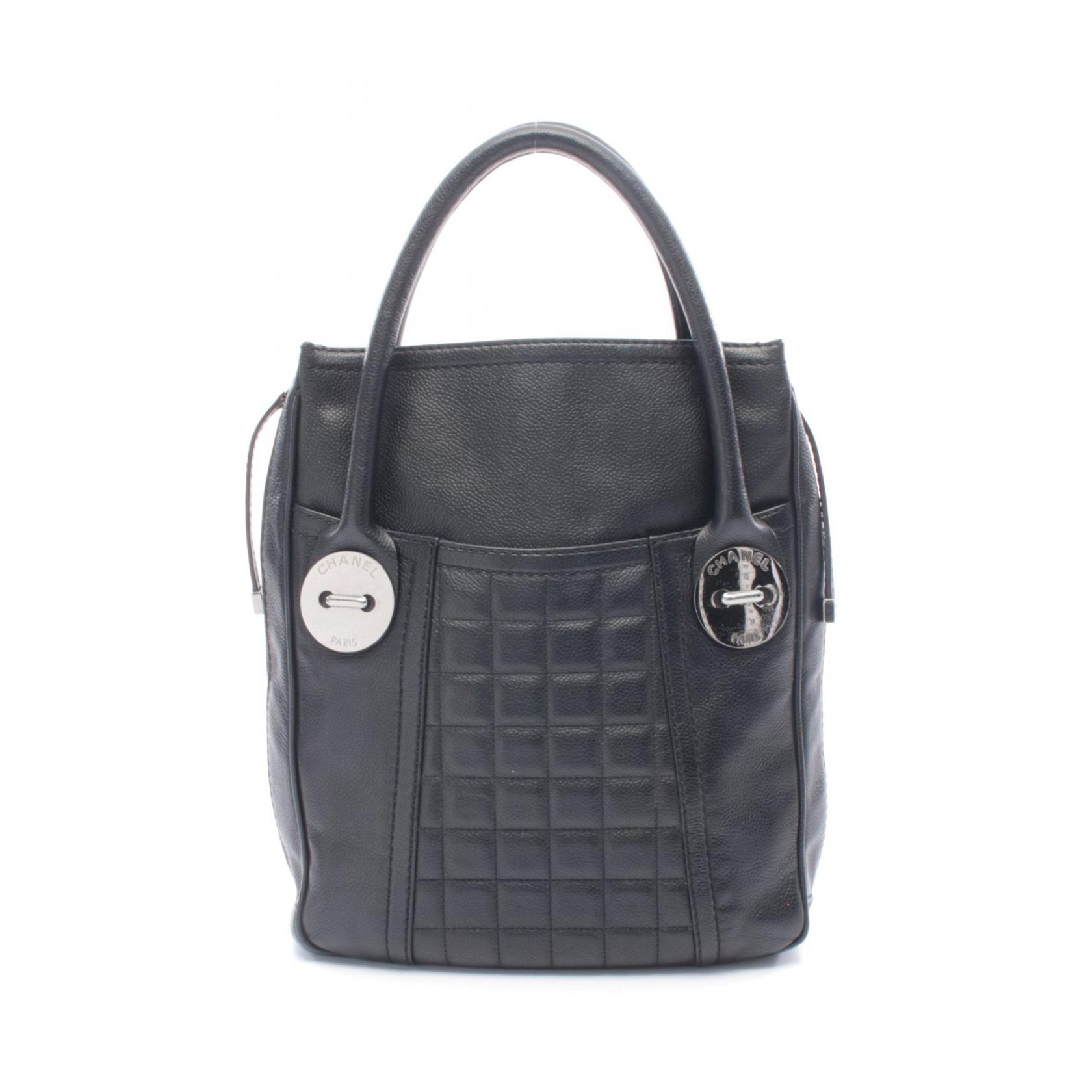 シャネル CHANEL チョコバー トートバッグ バッグ レザー カーフ（牛革） レディース ブラック系 【中古】