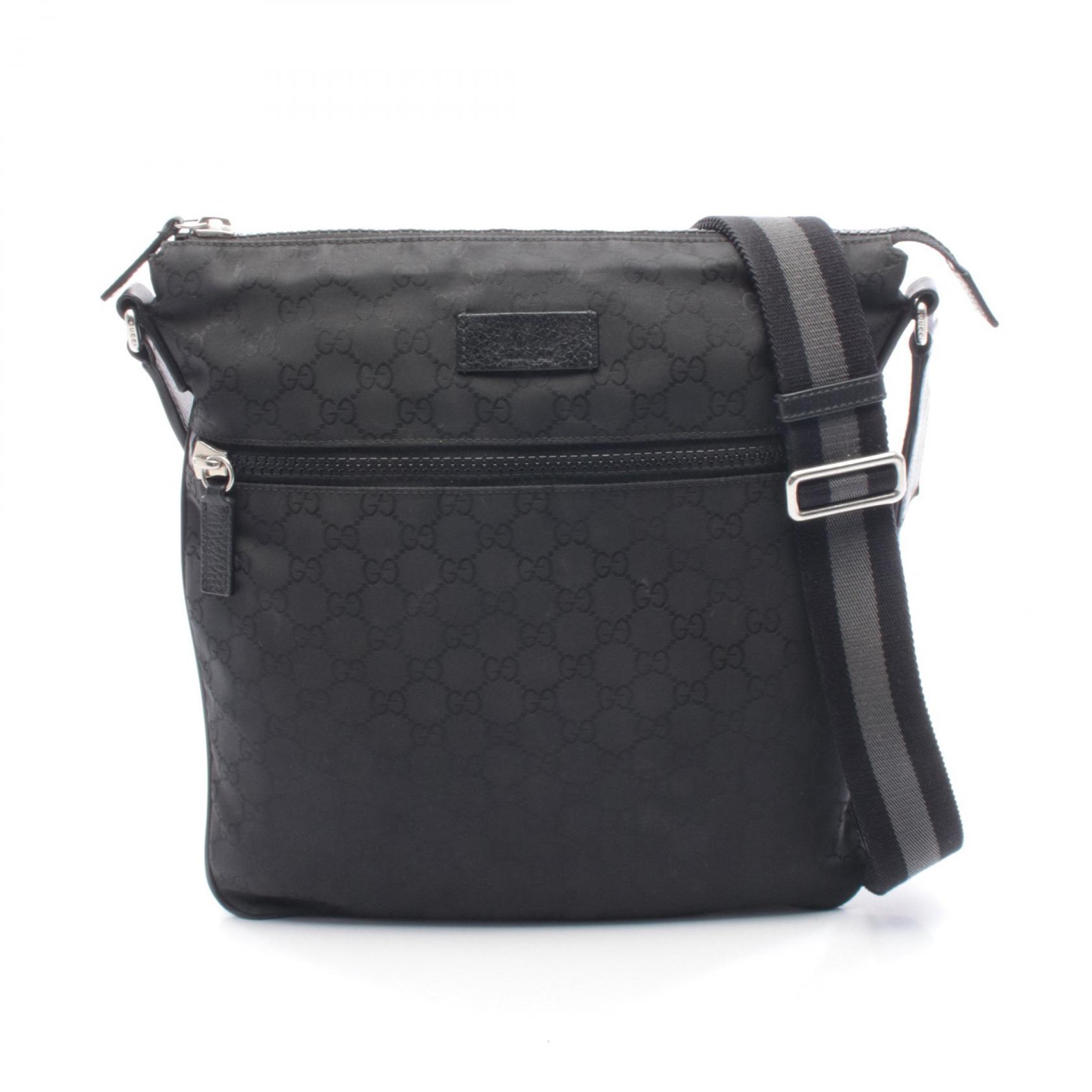 【15%OFFクーポン 7/26 9:59〆】グッチ GUCCI GG柄 ショルダーバッグ バッグ レザー ナイロンキャンバス メンズ レディース ブラック系 449185 【中古】｜Brandoff銀座