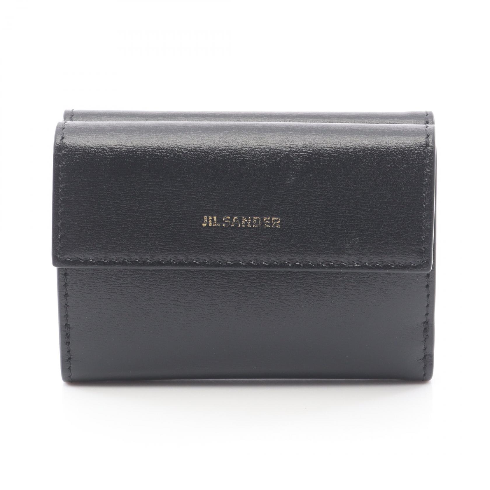ジルサンダー JIL SANDER 三つ折り財布 財布 レザー メンズ レディース ブラック系 【中古】