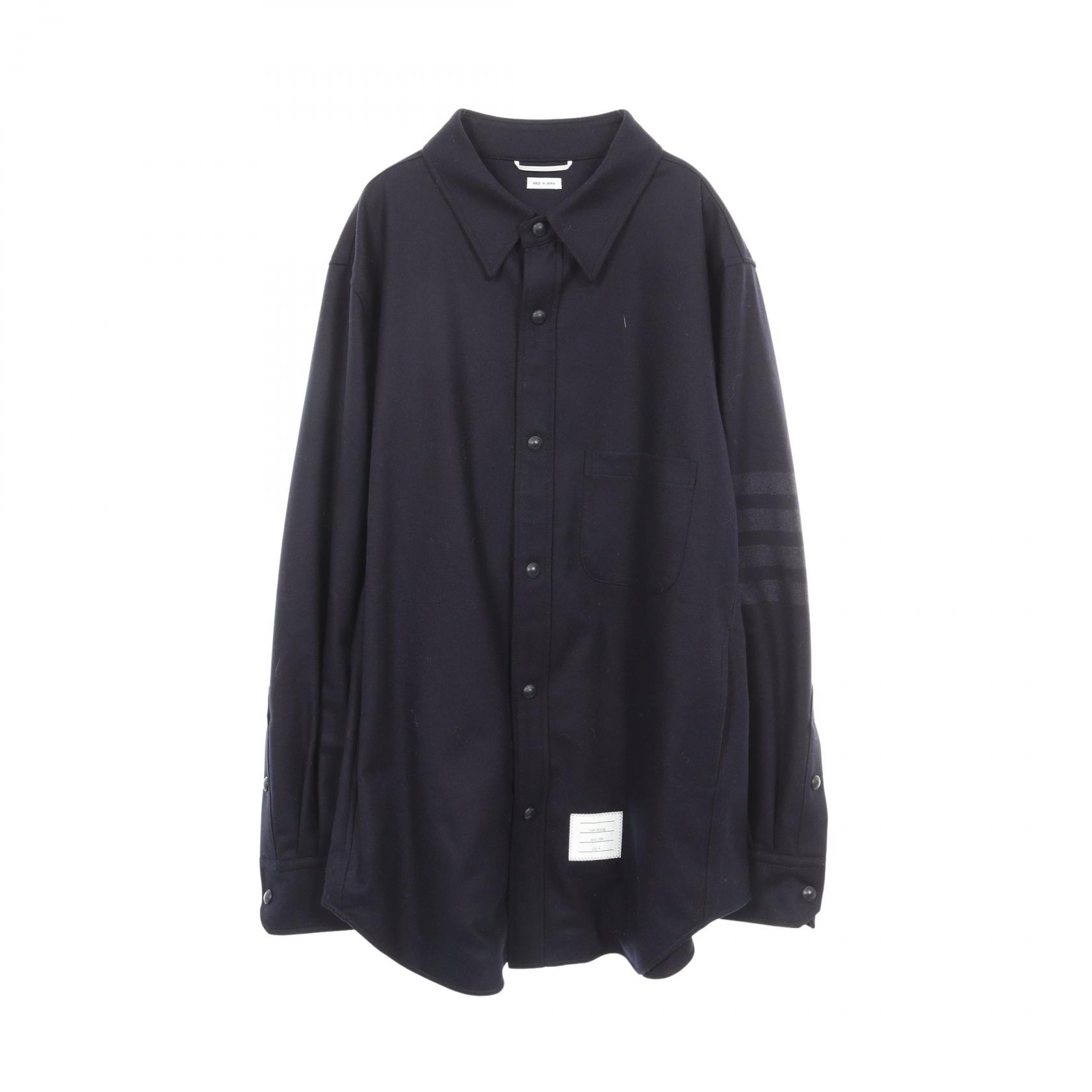 【1万円OFFクーポン対象】トムブラウン THOM BROWNE シャツ ブルゾン 衣料品 アウター ウール メンズ ネイビー系 【中古】