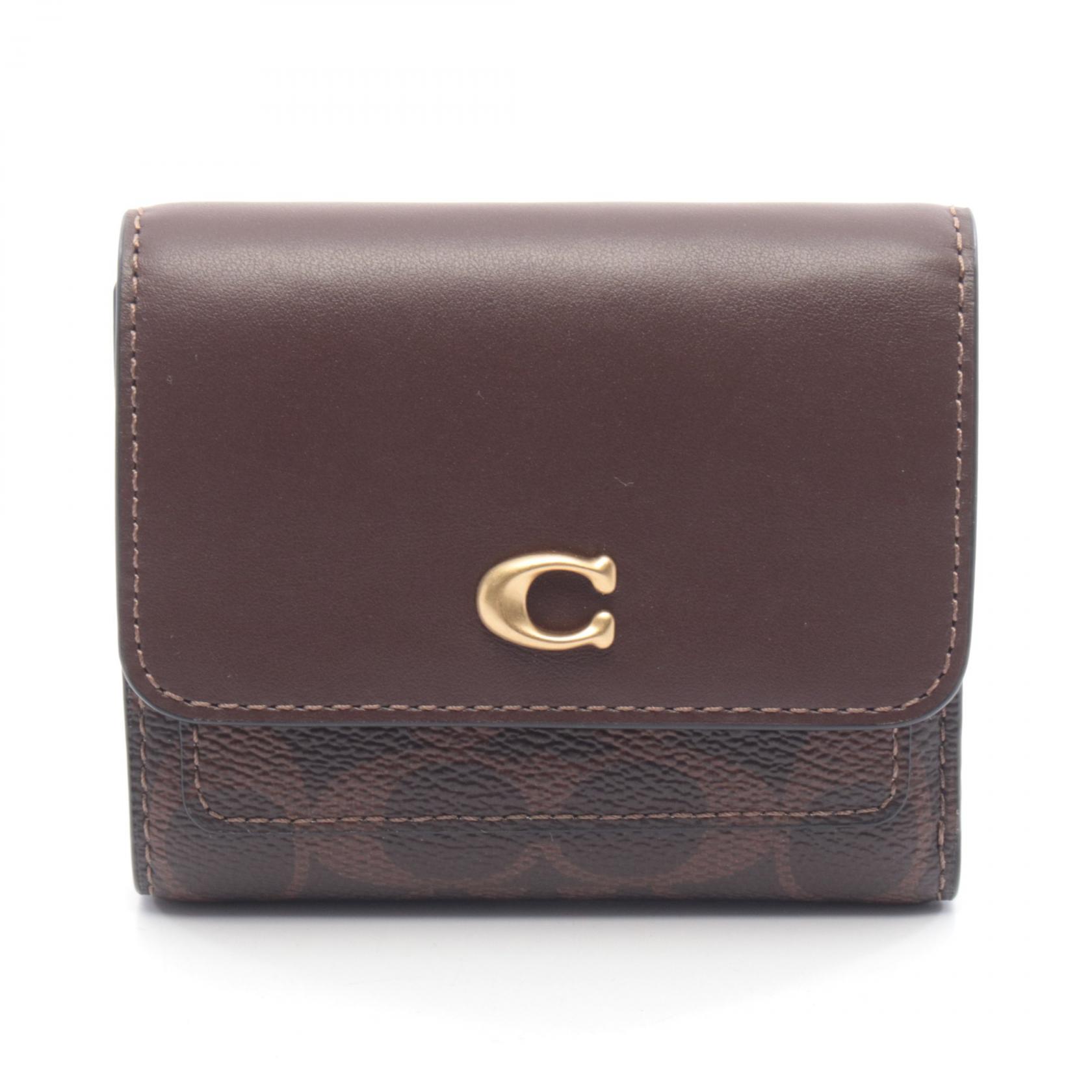 コーチ COACH MILA ミラ 三つ折り財布 財布 レザー PVCコーティングキャンバス レディース ブラウン系 CAT56B4MPL 【新品】