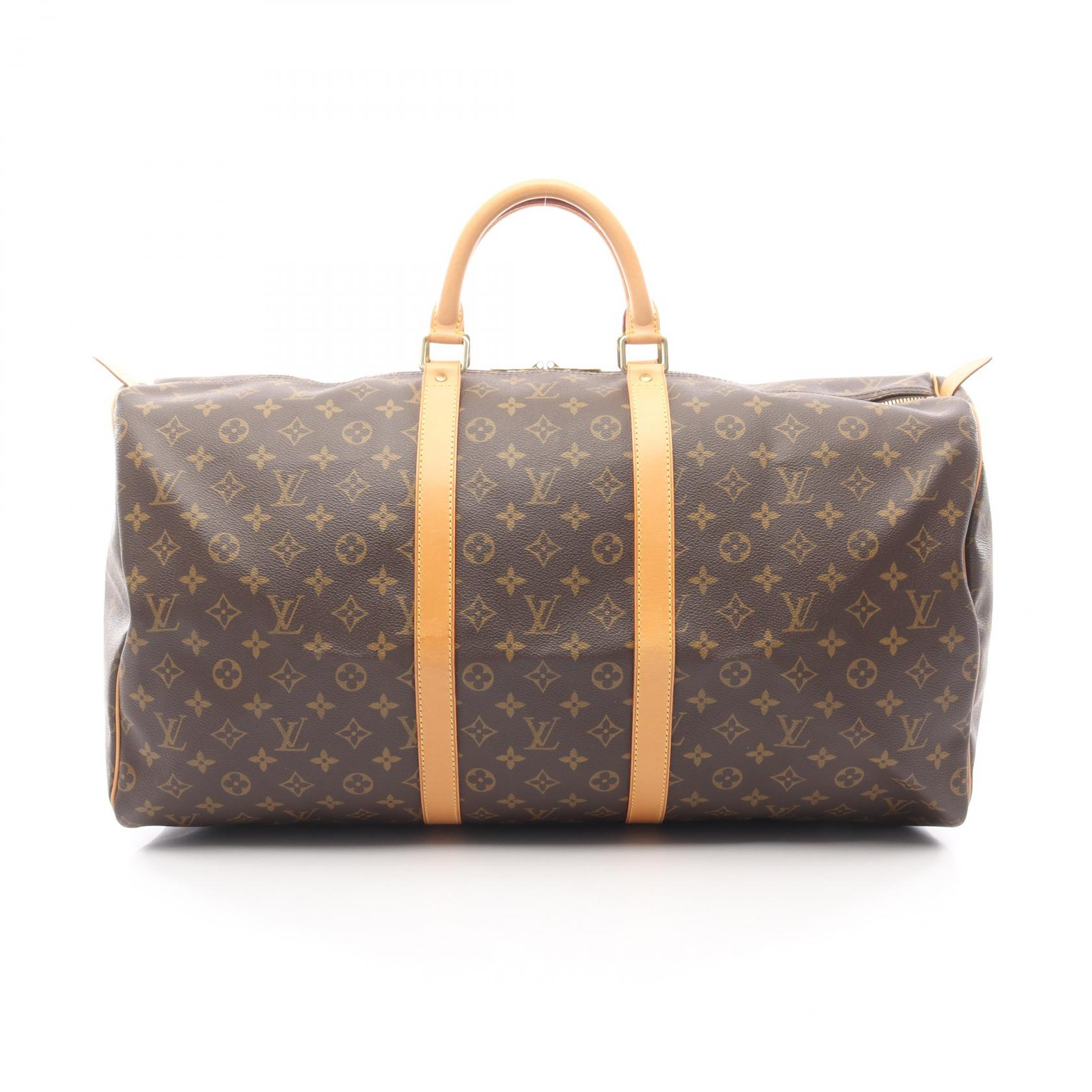 【5%OFFクーポン×ポイント5倍】ルイ・ヴィトン LOUIS VUITTON キーポル55 ボストンバッグ バッグ PVCコーティングキャンバス レザー モノグラム メンズ レディース ブラウン系 M41424 【中古】