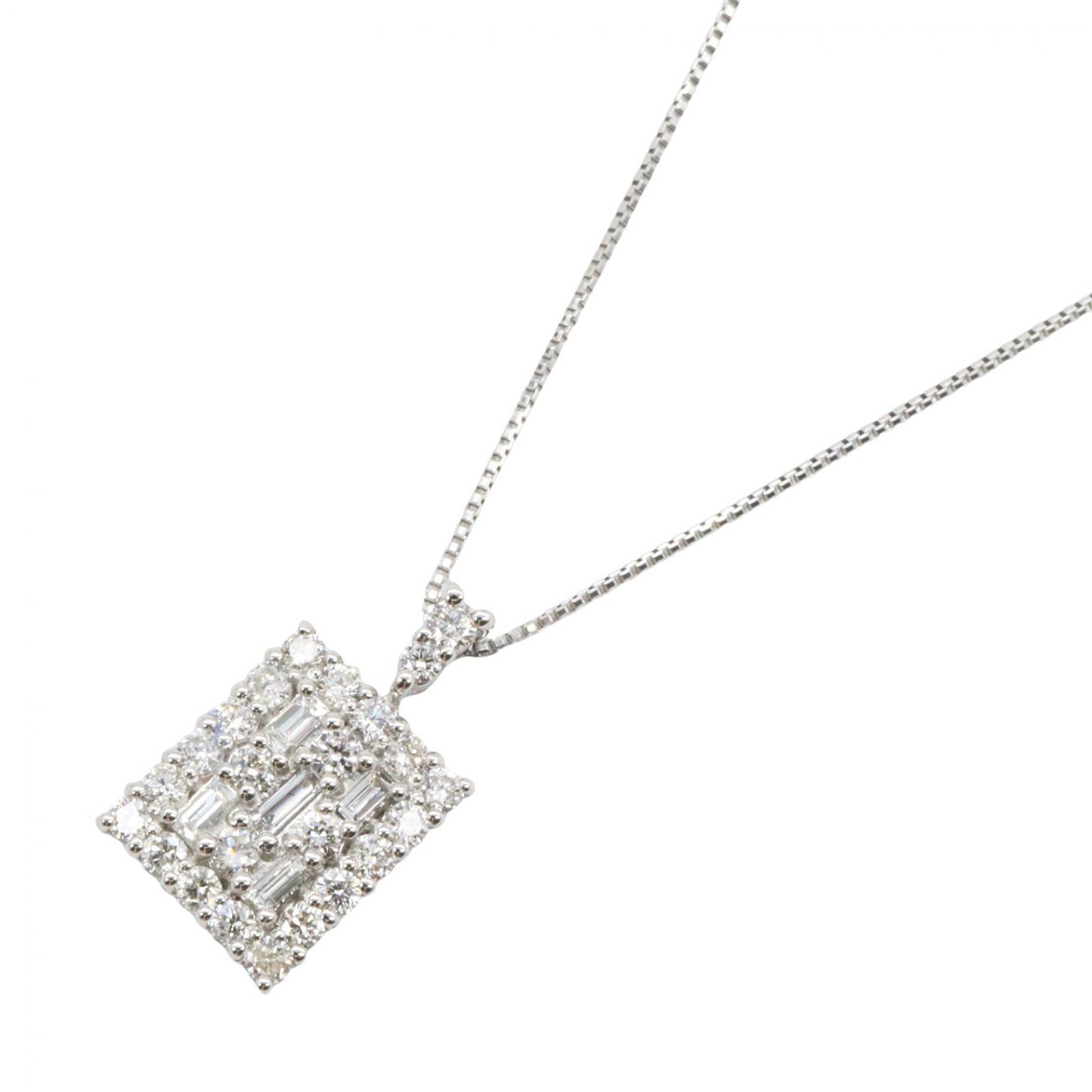 【1万円OFFクーポン対象】ジュエリー JEWELRY ダイヤモンド ネックレス ネックレス ジュエリー Pt900プラチナ Pt850プラチナ ダイヤモンド レディース シルバー系 / クリア系 ﾀﾞｲﾔ 3.1g 【中古】