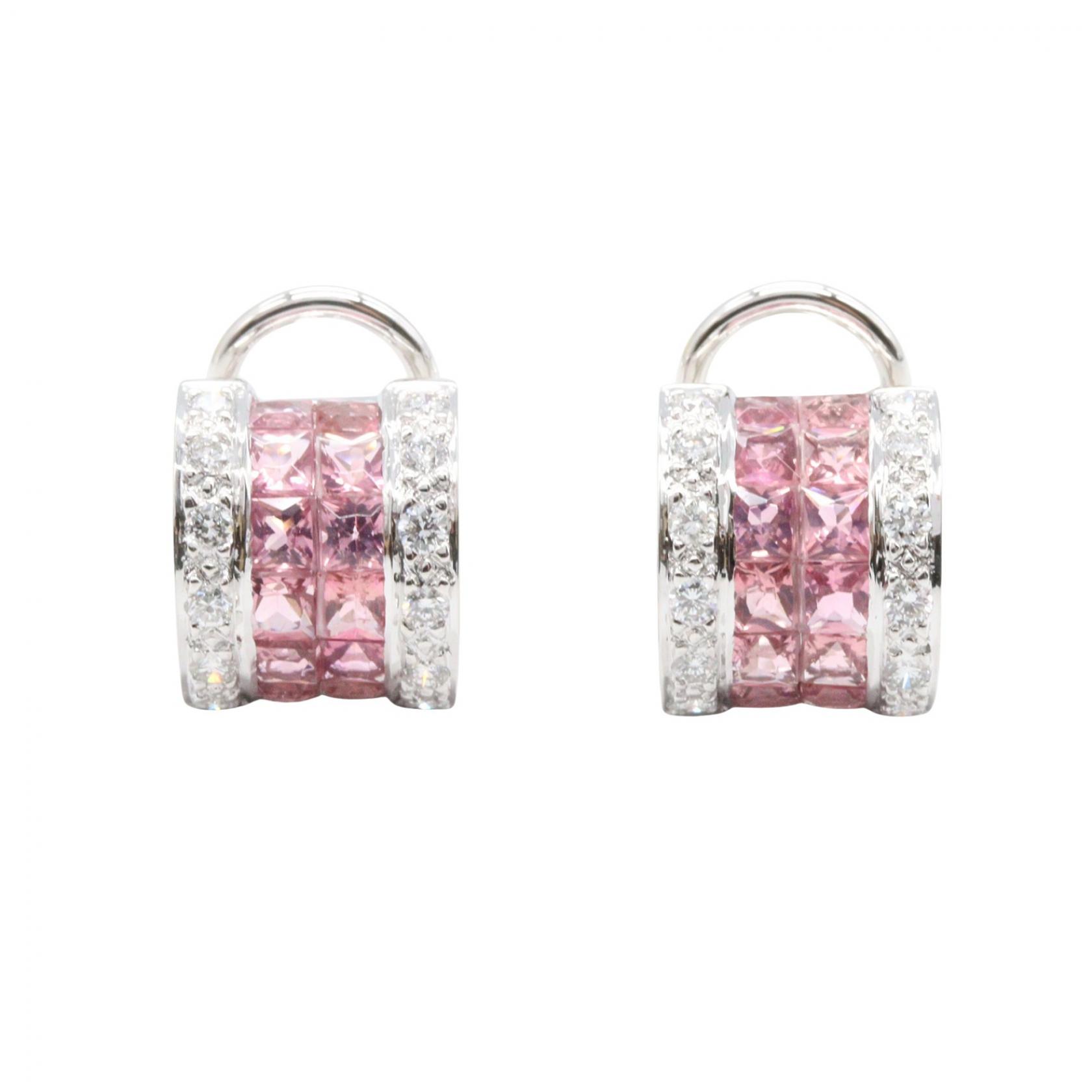 【5%OFFクーポン×ポイント5倍】ジュエリー JEWELRY ピンクトルマリン ダイヤモンド ピアス ピアス ジュエリー K18WG（ホワイトゴールド） ダイヤモンド ピンクトルマリン レディース シルバー系 / ピンク系 / クリア系 ﾋﾟﾝｸﾄﾙﾏﾘﾝ 7.9g 【中古】