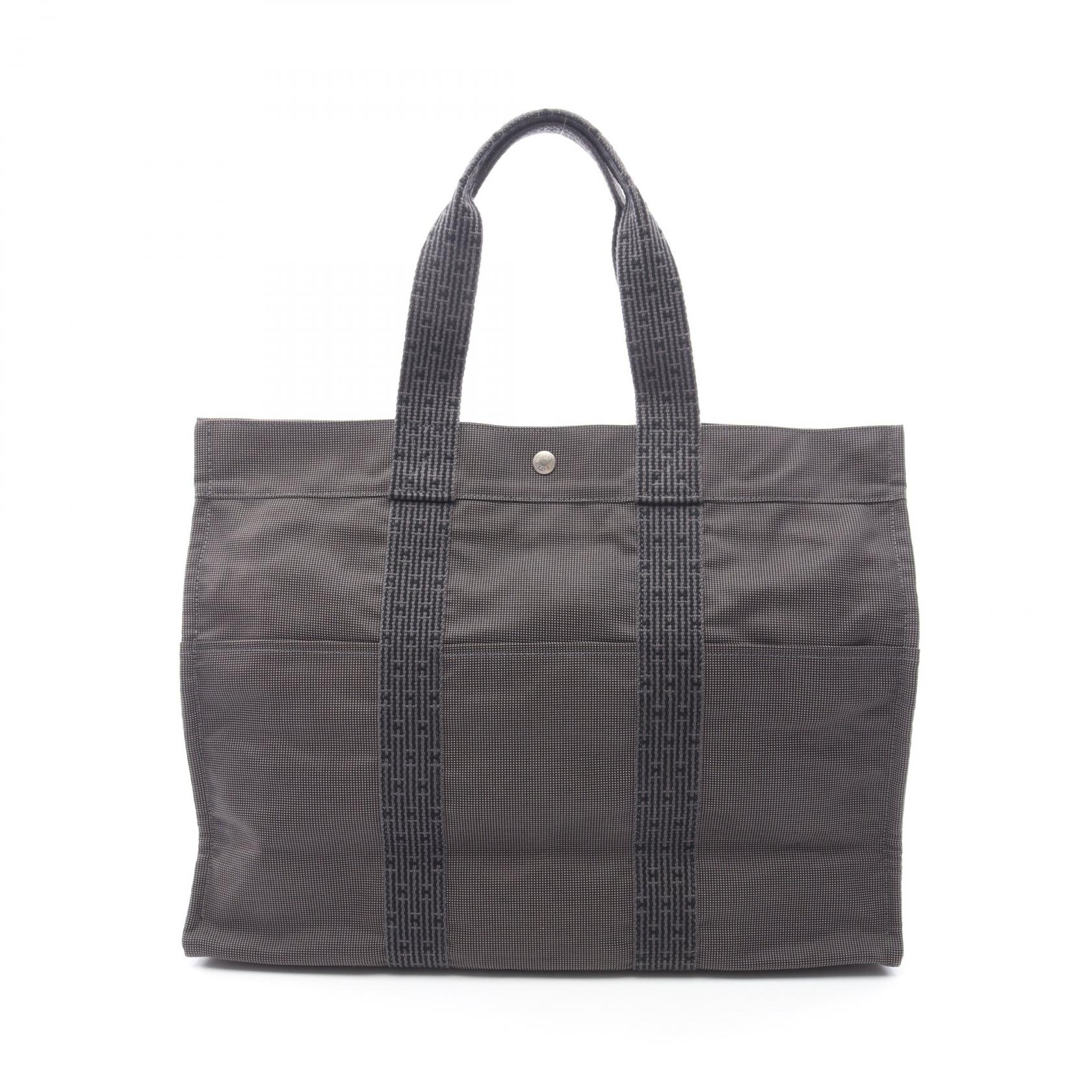 【5%OFFクーポン×ポイント5倍】エルメス HERMES エールラインGM トートバッグ バッグ キャンバス ナイロンキャンバス メンズ レディース グレー系 【中古】