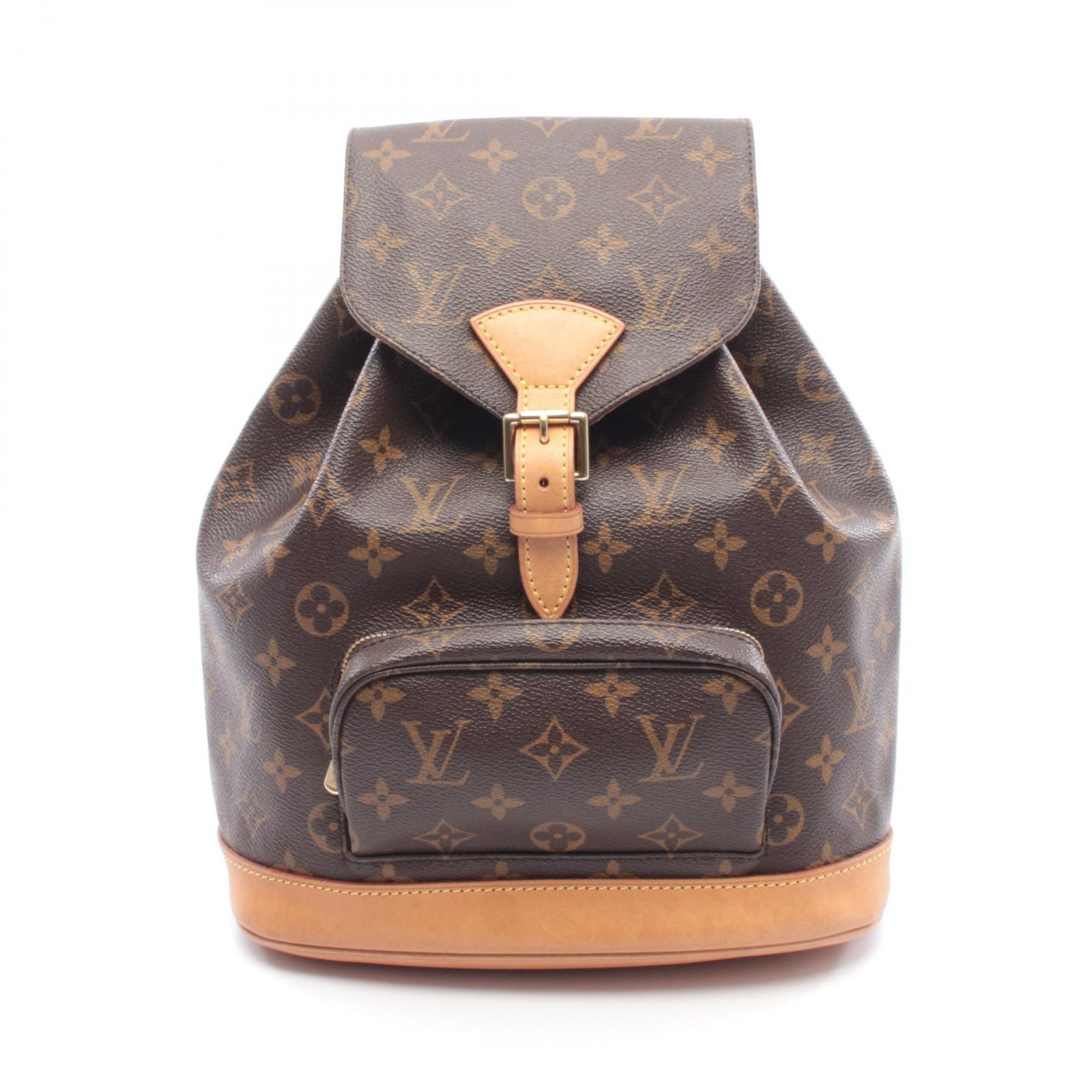 【5%OFFクーポン×ポイント5倍】ルイ・ヴィトン LOUIS VUITTON モンスリMM リュックサック バックパック バッグ PVCコーティングキャンバス レザー モノグラム レディース ブラウン系 M51136 【中古】
