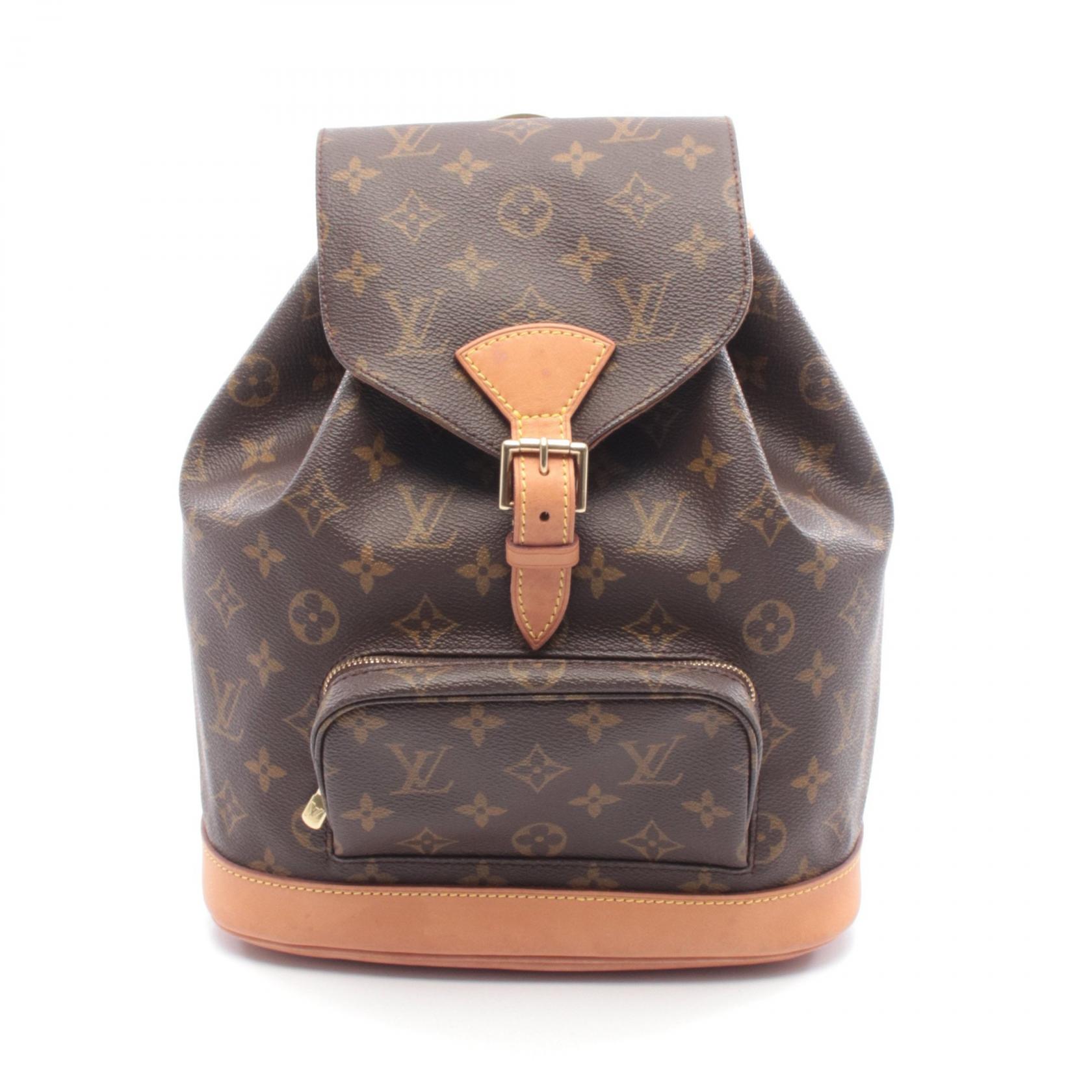 【5%OFFクーポン×ポイント5倍】ルイ・ヴィトン LOUIS VUITTON モンスリMM リュックサック バックパック バッグ PVCコーティングキャンバス レザー モノグラム レディース ブラウン系 M51136 【中古】