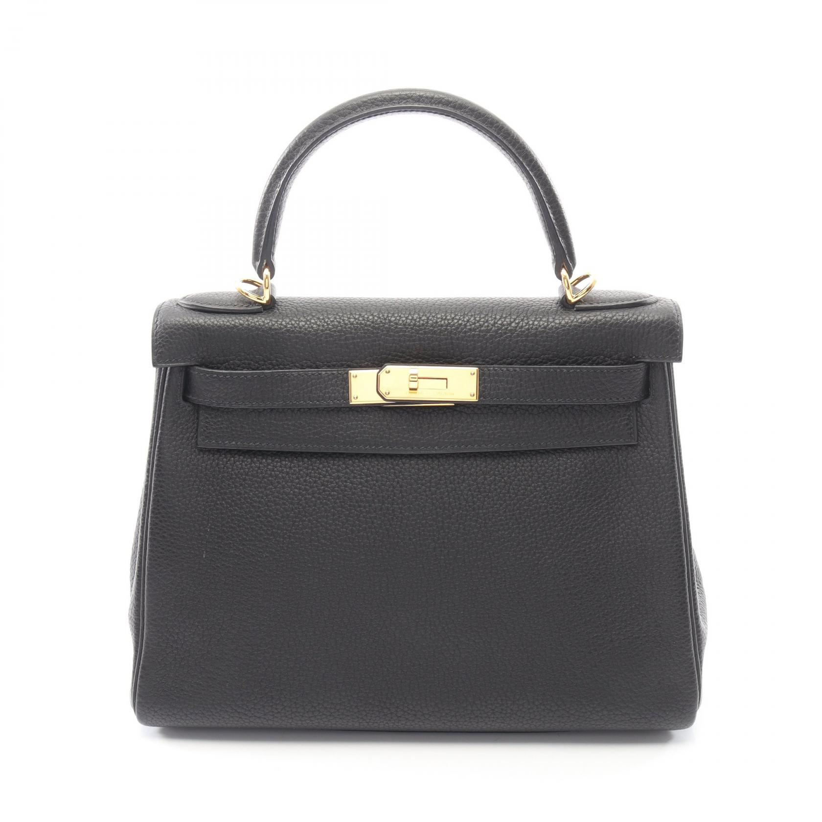 【5%OFFクーポン×ポイント5倍】エルメス HERMES ケリー28 ハンドバッグ バッグ レザー トゴ レディース ブラック系 【中古】