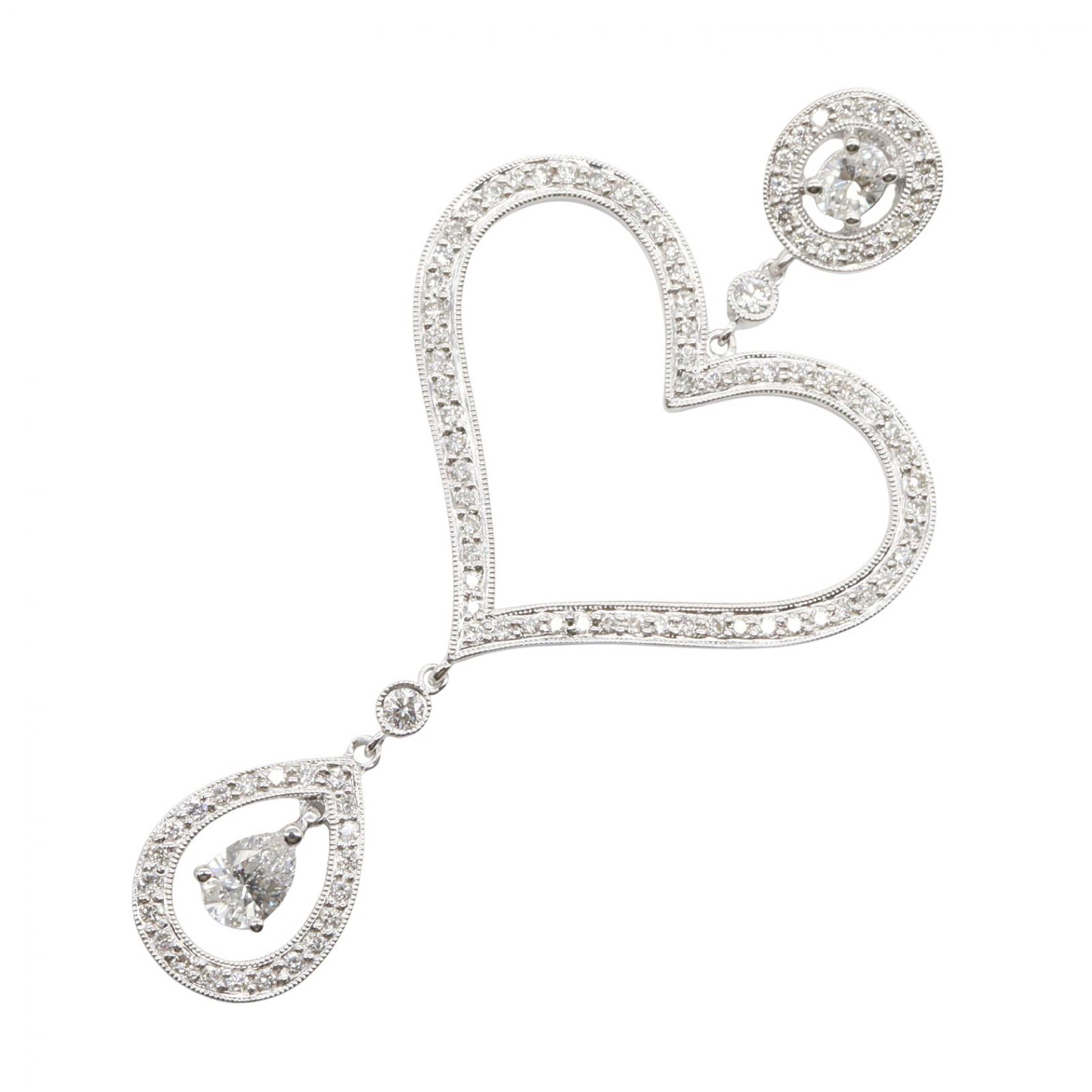 【P5倍×5%OFFクーポン】ジュエリー JEWELRY ダイヤモンド トップ ペンダントトップ ジュエリー K18WG（ホワイトゴールド） ダイヤモンド レディース シルバー系 / クリア系 ﾀﾞｲﾔ 8.8g 【中古】