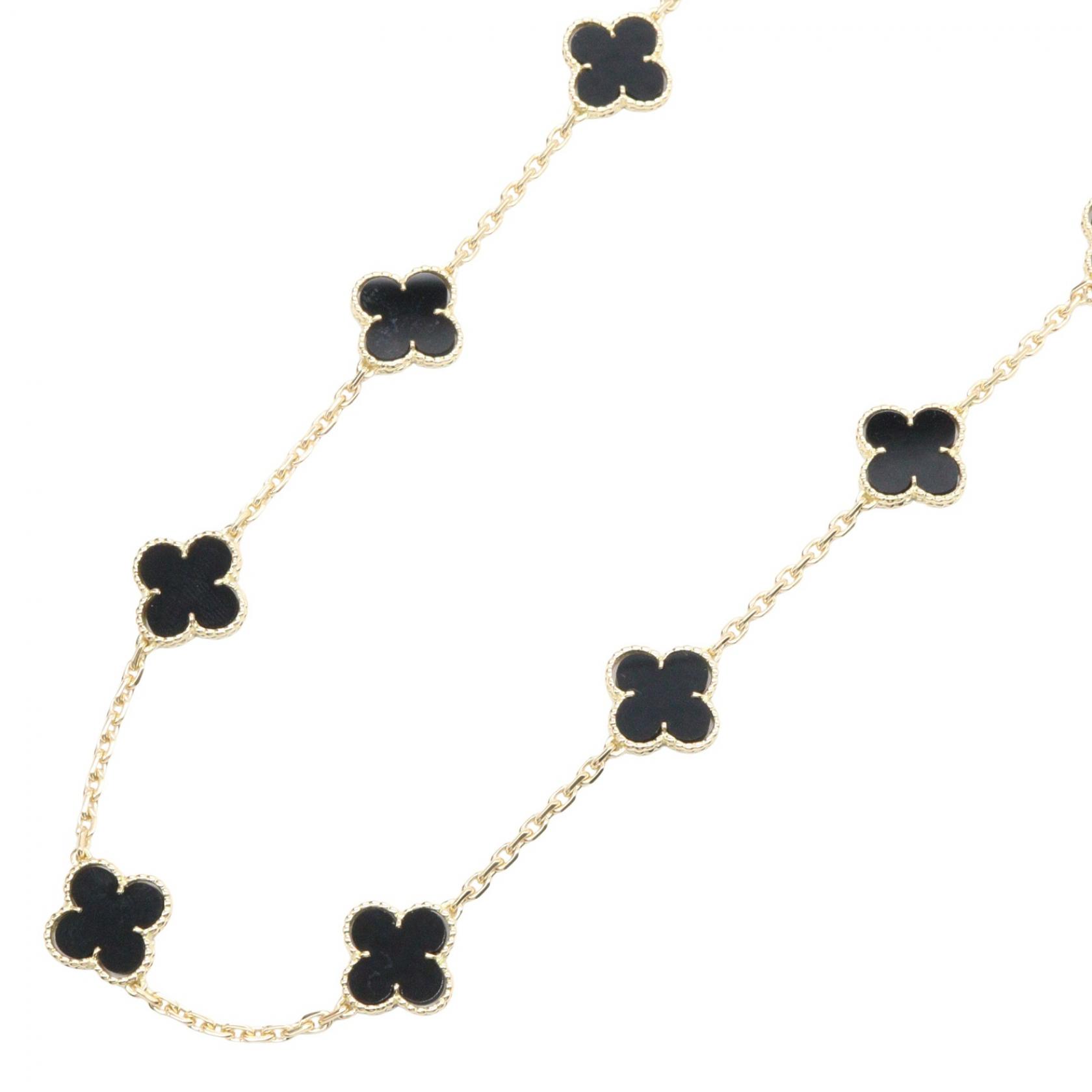 【10%OFFクーポン対象】ヴァンクリーフ＆アーペル Van Cleef & Arpels ヴィンテージアルハンブラ 20モチーフ ネックレス ネックレス ジュエリー K18（イエローゴールド） オニキス レディース ゴールド系 / ブラック系 【中古】