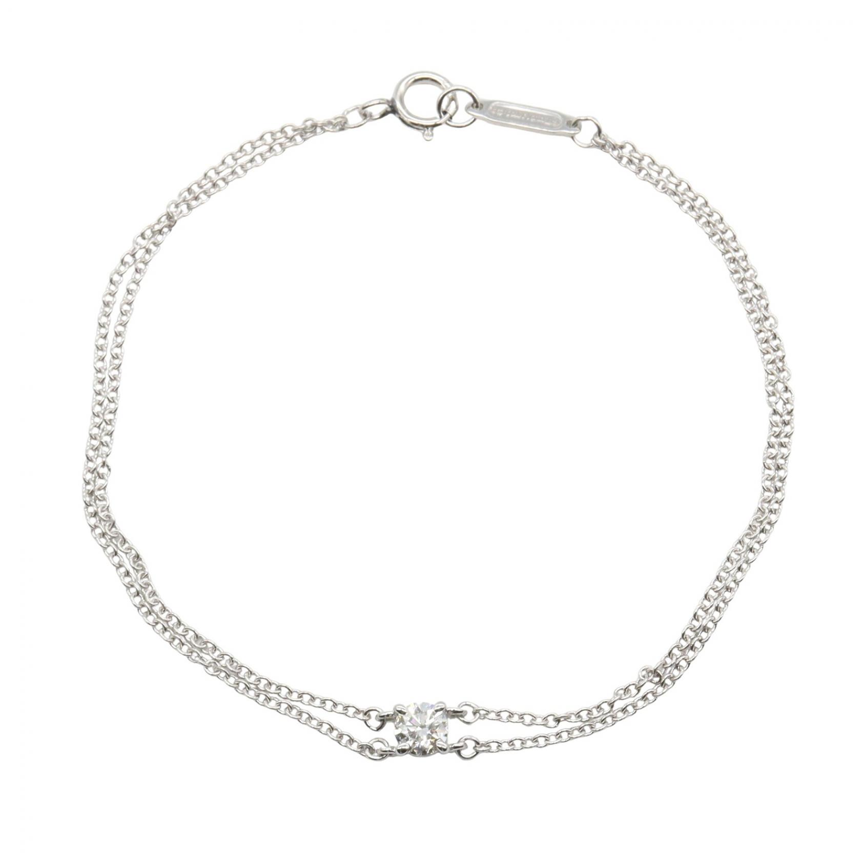 【P5倍×5%OFFクーポン】ティファニー TIFFANY＆CO ソリティア ダイヤブレスレット ブレスレット アクセサリー Pt950プラチナ ダイヤモンド レディース シルバー系 / クリア系 60144492 【中古】
