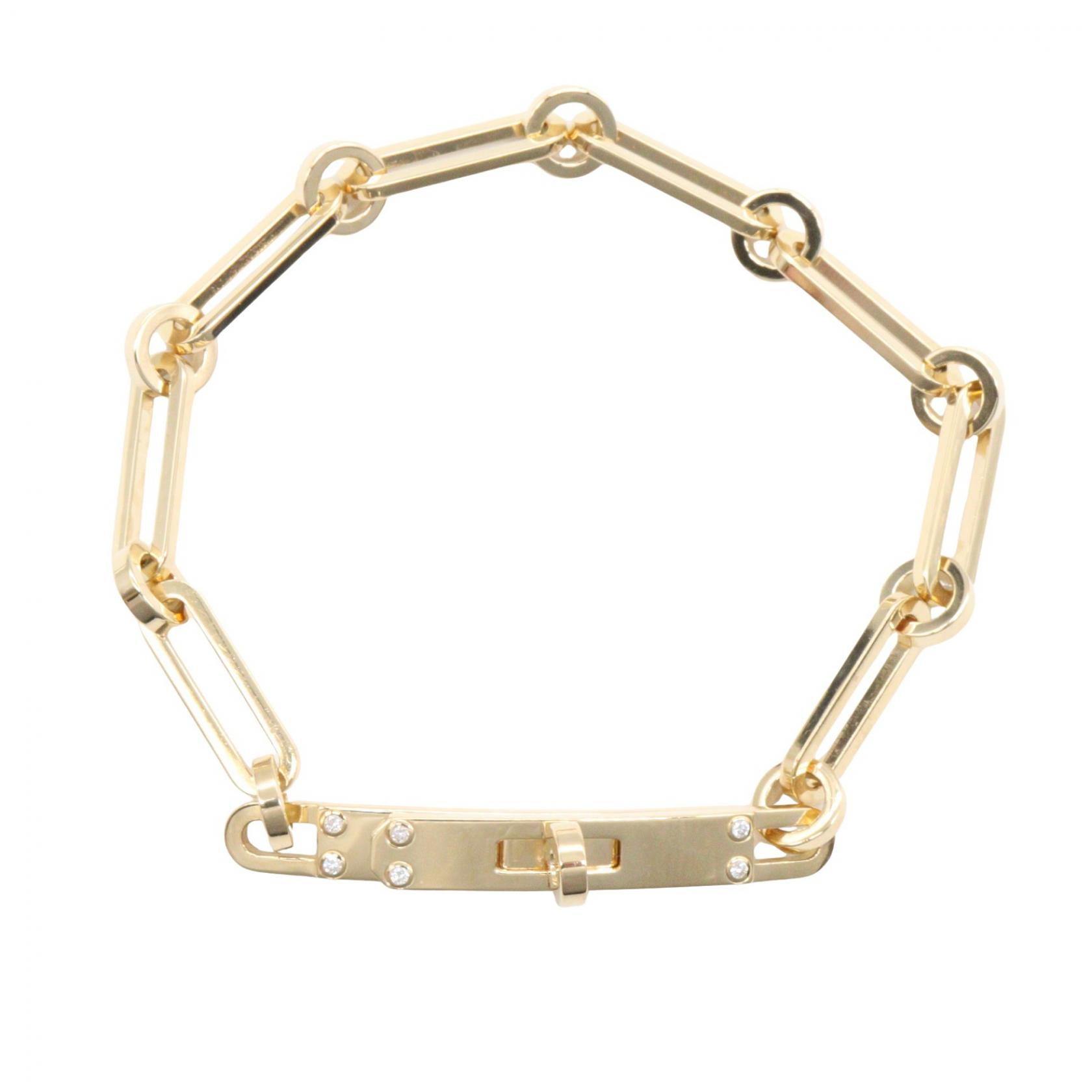 【5%OFFクーポン×ポイント5倍】エルメス HERMES ケリーシェーヌPM 6Pダイヤ ブレスレット ブレスレット アクセサリー K18（イエローゴールド） ダイヤモンド レディース ゴールド系 / クリア系 【中古】