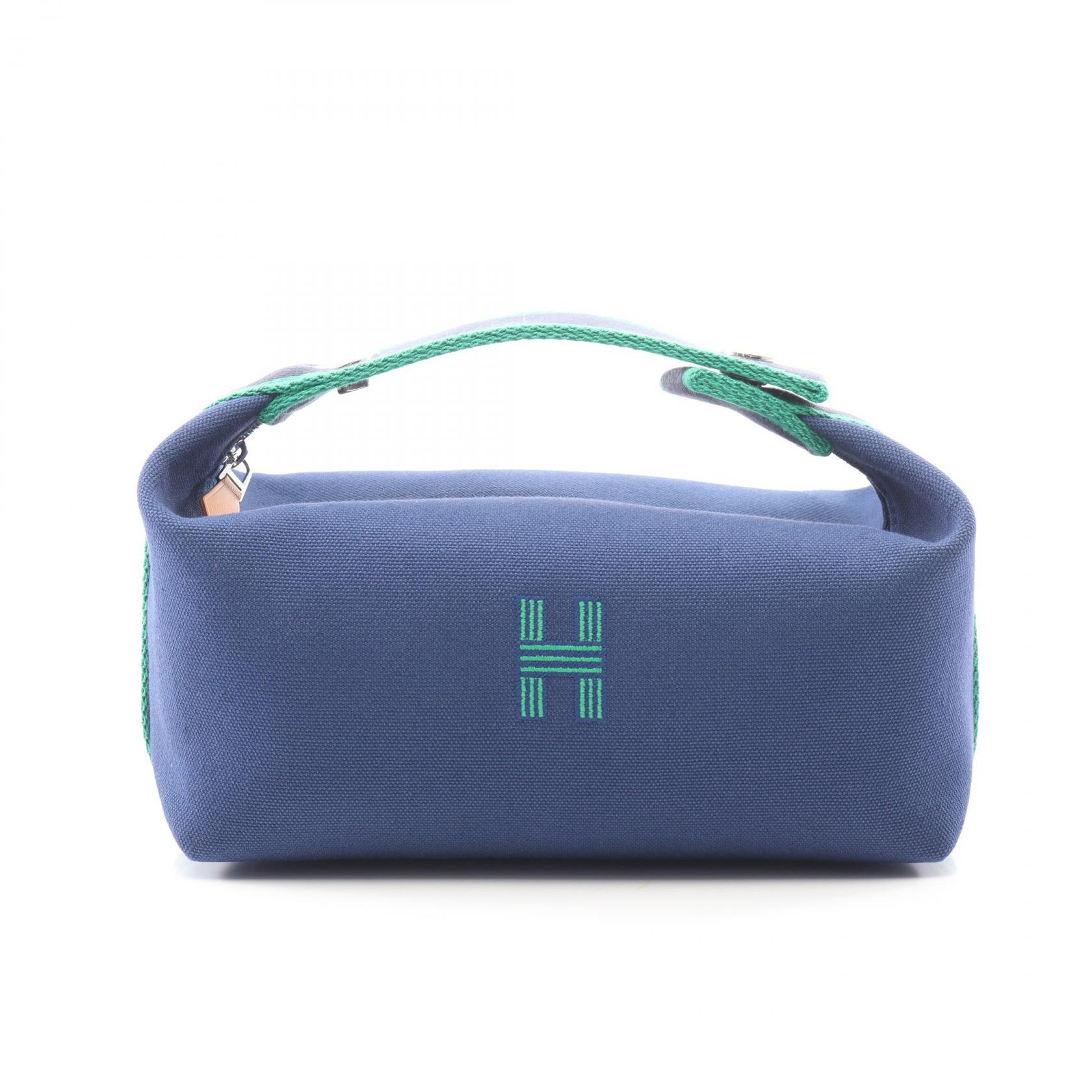 【P5倍×15%OFFクーポン】エルメス HERMES ブリッドアブラックPM ハンドバッグ バッグ キャンバス レディース ブルー系 / グリーン系 【中古】