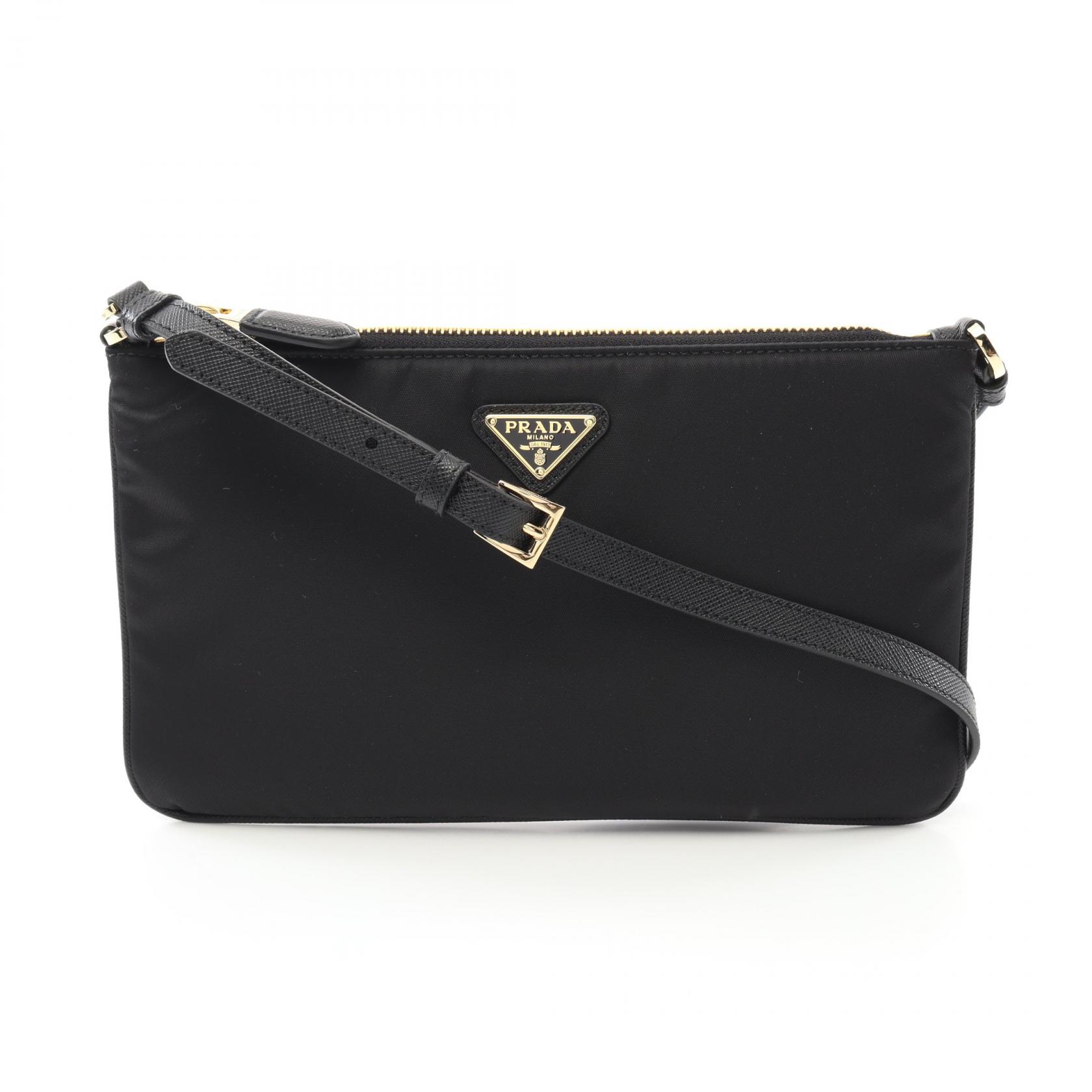 【5%OFFクーポン×ポイント5倍】プラダ PRADA TESSUTO+SAFFIANO ショルダーバッグ バッグ ナイロン サフィアーノレザー レディース ブラック系 1NE5452C05F0002 【新品】