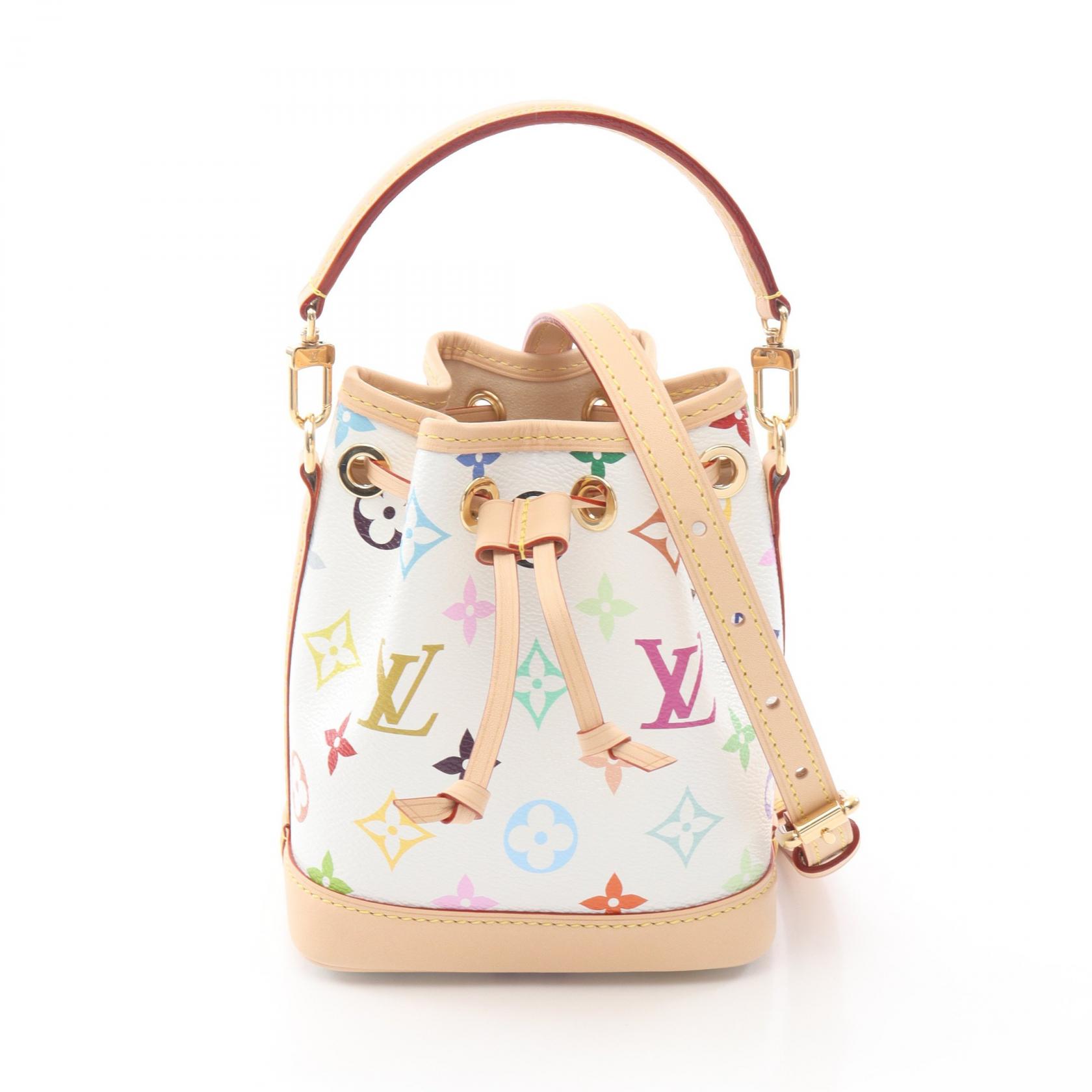 【10%OFFクーポン対象】ルイ・ヴィトン LOUIS VUITTON LV × TM ナノ ノエ ハンドバッグ バッグ PVCコーティングキャンバス レザー モノグラム・マルチカラー レディース ホワイト系 M27493 【中古】