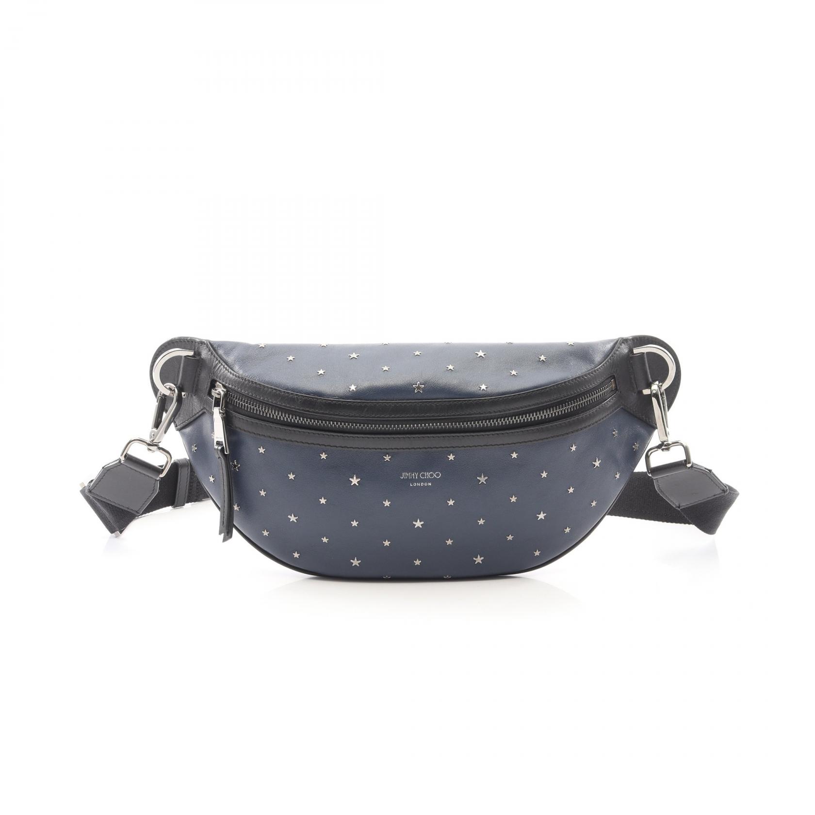 ジミーチュウ JIMMY CHOO YORK ヨーク ウエストバッグ ボディバッグ バッグ レザー メンズ ネイビー系 / ブラック系 【中古】