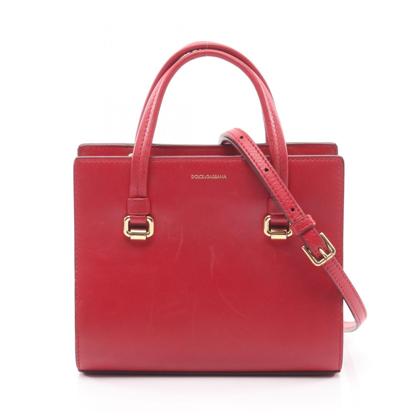 ドルチェアンドガッバーナ DOLCE & GABBANA ハンドバッグ バッグ レザー レディース レッド系 【中古】