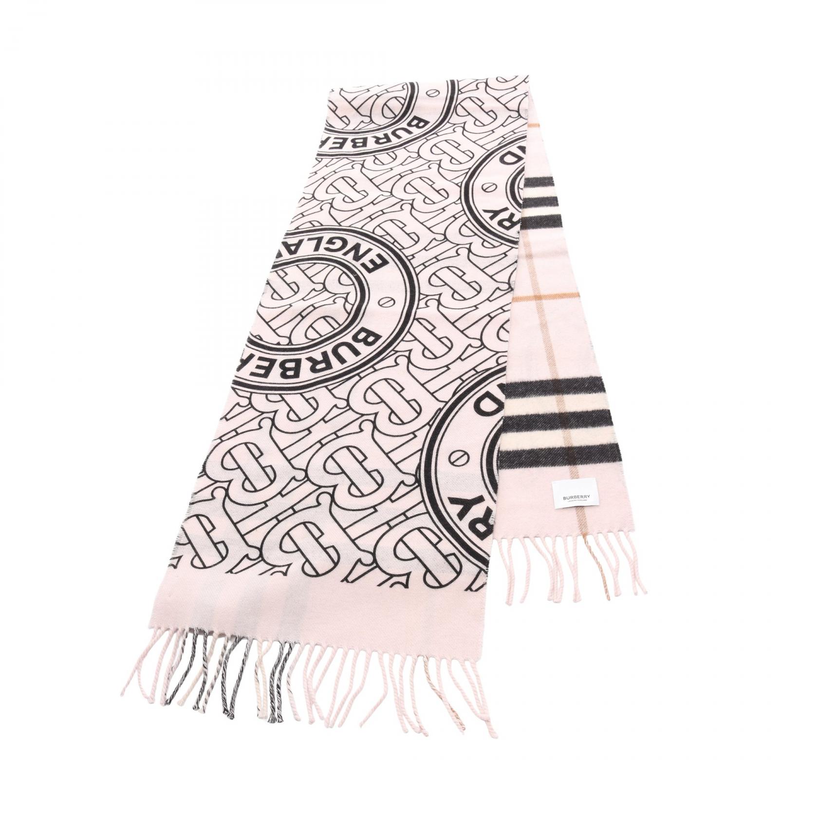 【5%OFFクーポン×ポイント5倍】バーバリー BURBERRY TBモノグラム マフラー 衣料品 カシミヤ レディース ピンク系 / ブラック系 8049008 【中古】