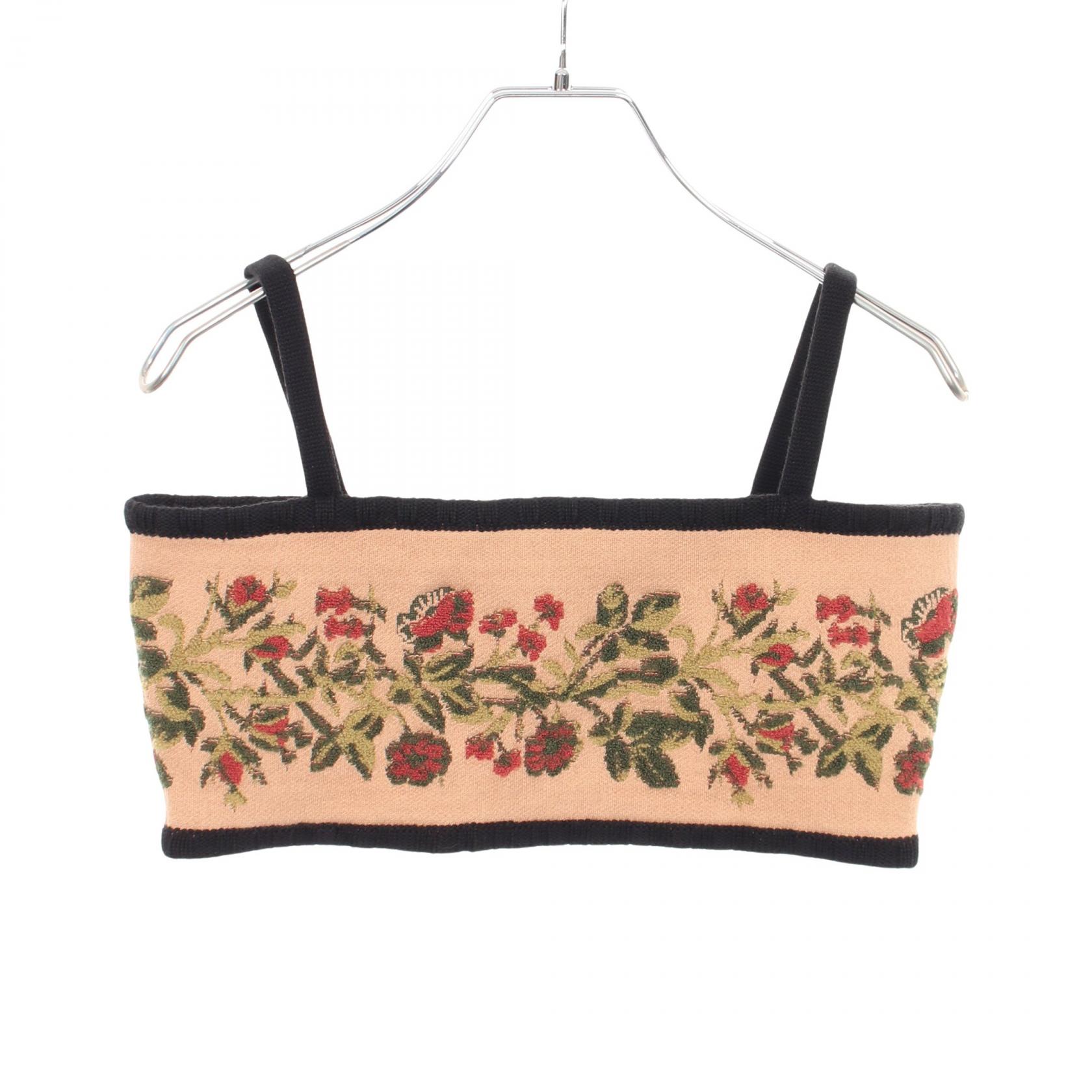 【P5倍×5%OFFクーポン】ディオール Dior ベアトップ チューブトップ 衣料品 トップス ウール コットン レディース ブラック系 / ベージュ系 / マルチカラー 124E11DM315 【中古】