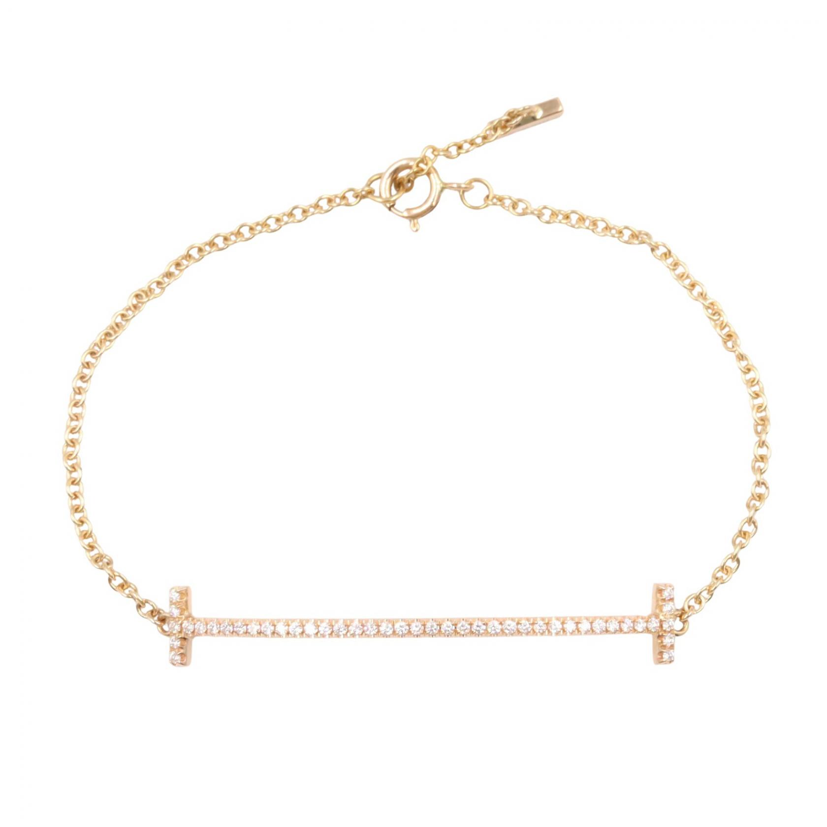 【P5倍×5%OFFクーポン】ティファニー TIFFANY＆CO Tスマイル ダイヤ ブレスレット ブレスレット アクセサリー K18PG（ピンクゴールド） ダイヤモンド レディース ゴールド系 / クリア系 【中古】 170,500円