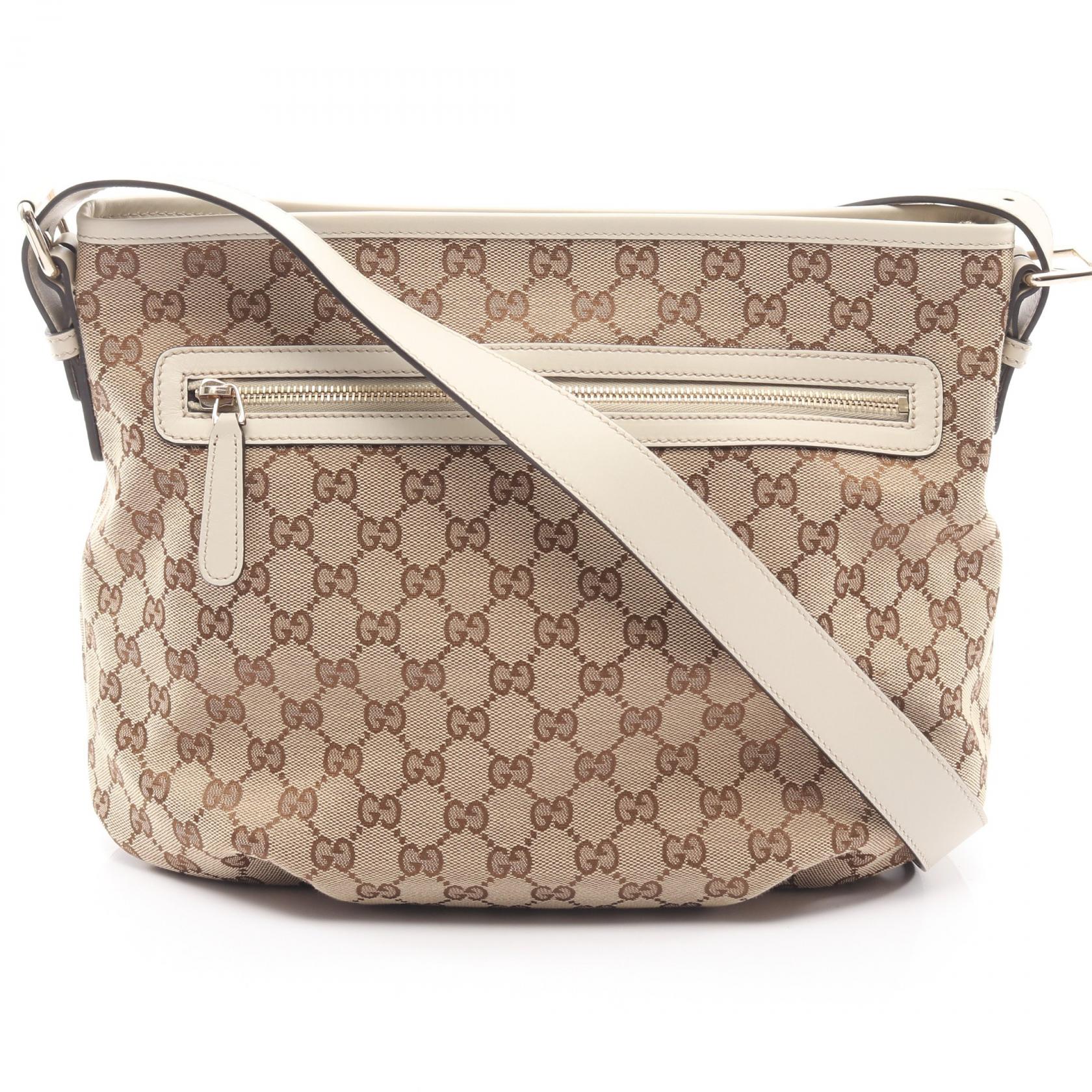 【5%OFFクーポン×ポイント5倍】グッチ GUCCI GGキャンバス ショルダーバッグ バッグ キャンバス レザー レディース ベージュ系 / ホワイト系 388930 【中古】