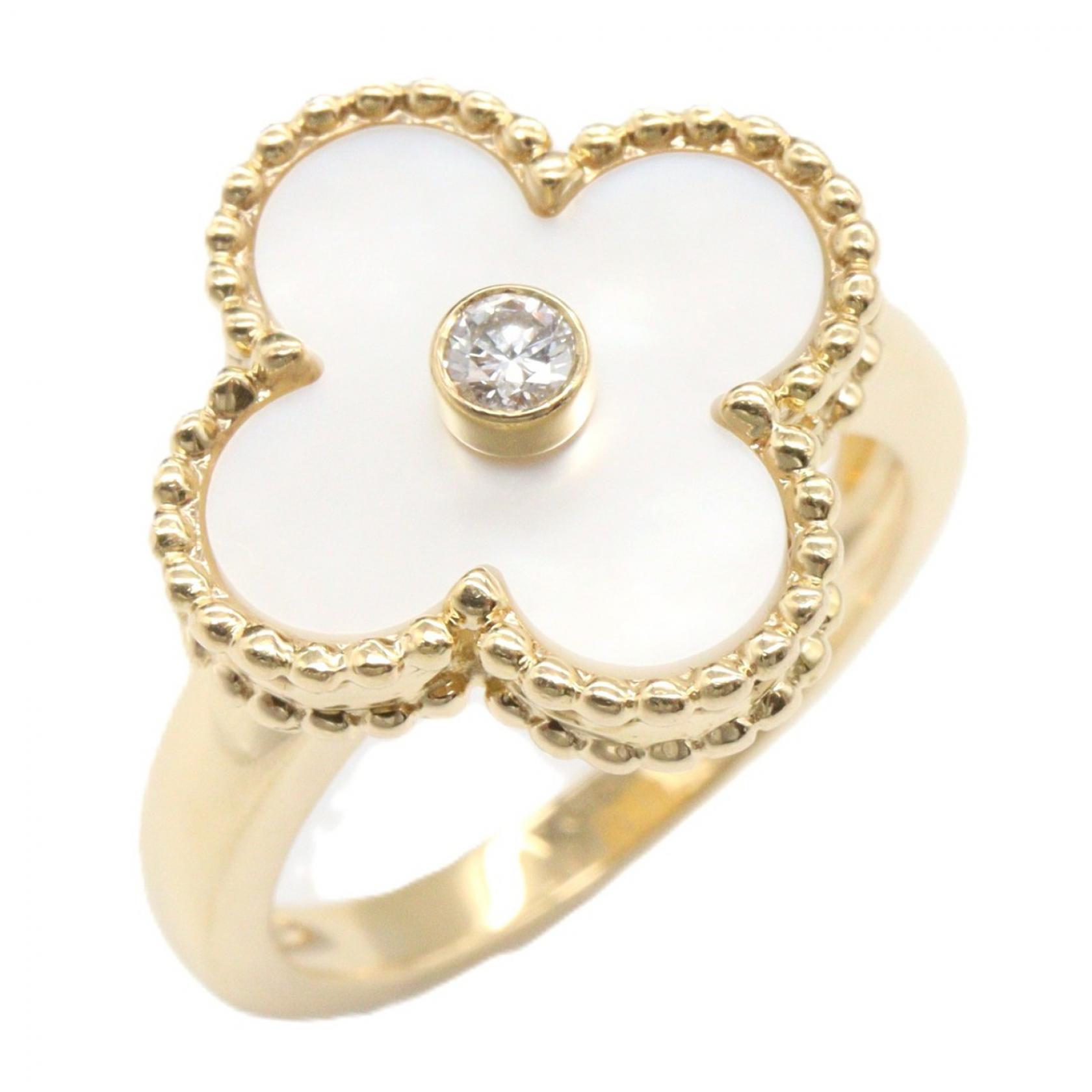 【10%OFFクーポン対象】ヴァンクリーフ＆アーペル Van Cleef & Arpels ヴィンテージアルハンブラ リング マザーオブパール 1PD リング・指輪 ジュエリー K18WG（ホワイトゴールド） ダイヤモンド マザーオブパール レディース シルバー系 / ホワイト系 / クリア系 【中古】