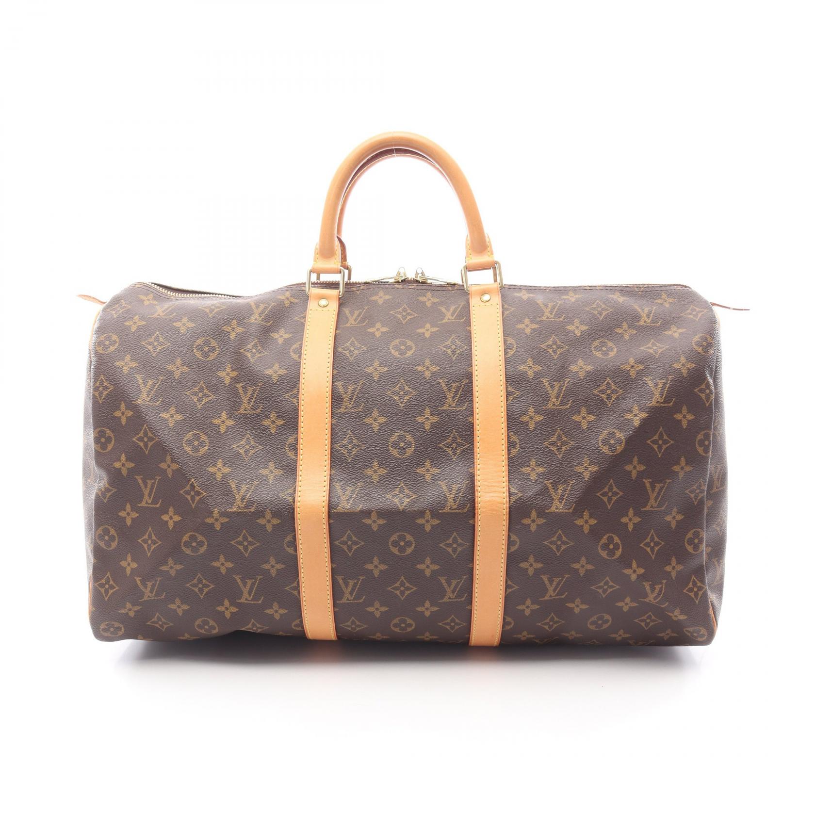 【5%OFFクーポン×ポイント5倍】ルイ・ヴィトン LOUIS VUITTON キーポル50 ボストンバッグ バッグ PVCコーティングキャンバス レザー モノグラム メンズ レディース ブラウン系 M41426 【中古】