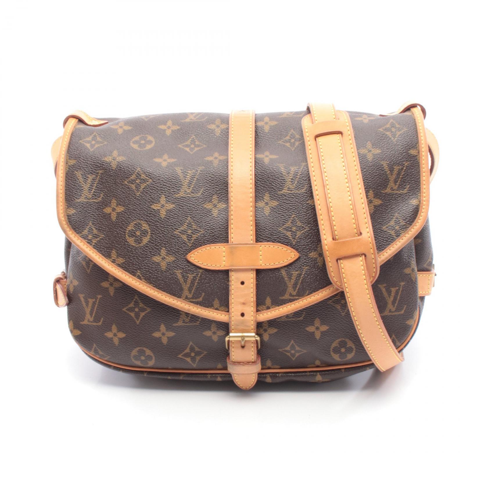 【15%OFFクーポン 7/26 9:59〆】ルイ・ヴィトン LOUIS VUITTON ソミュール30 ショルダーバッグ バッグ PVCコーティングキャンバス レザー モノグラム レディース ブラウン系 M42256 【中古】｜Brandoff銀座
