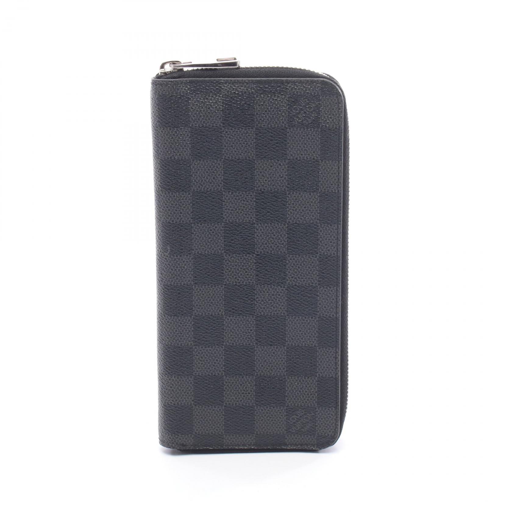 【P5倍×5%OFFクーポン】ルイ・ヴィトン LOUIS VUITTON ジッピーウォレット ヴェルティカル ラウンド長財布 財布 キャンバス PVC ダミエ・グラフィット メンズ ブラック系 N63095 【中古】