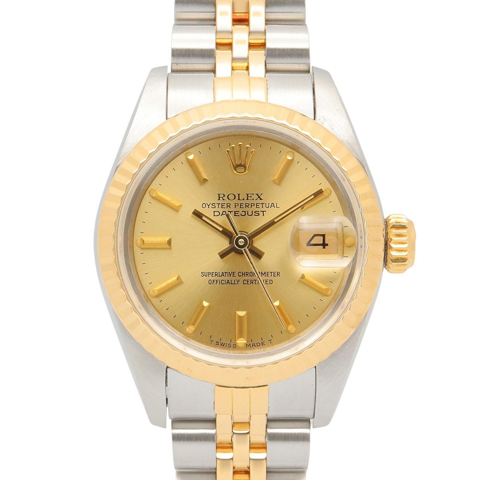 【10%OFFクーポン 7/26 9:59〆】 ロレックス ROLEX デイトジャスト 90番 シャンパン バー 腕時計 時計 K18(イエローゴールド) ステンレススチール レディース ゴールド系 69173 【中古】|Brandoff銀座
