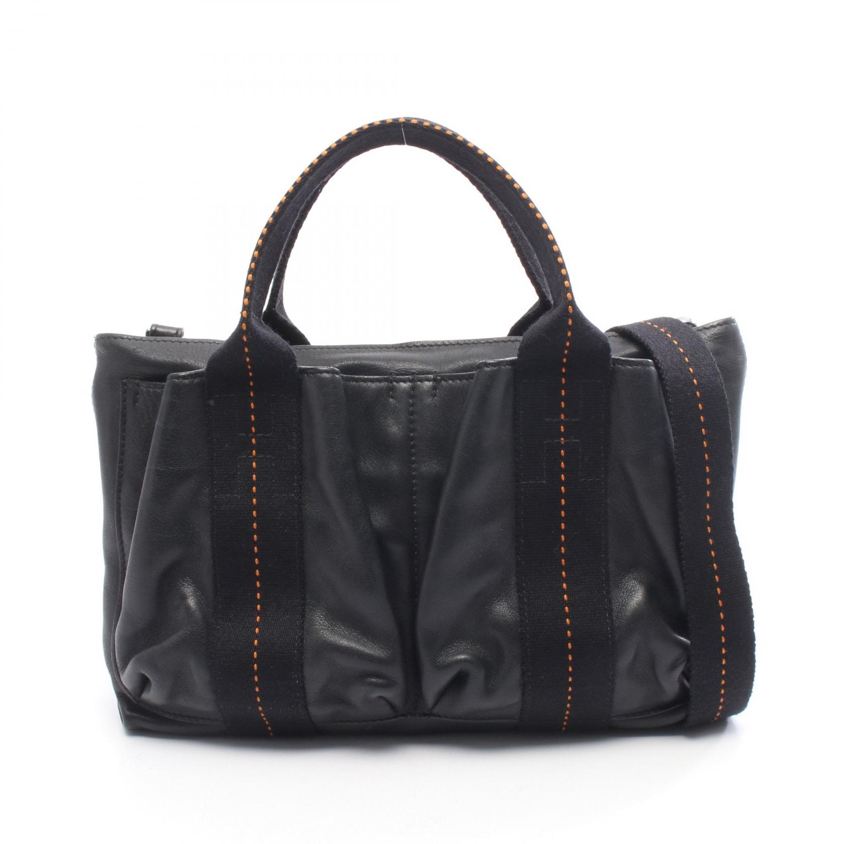 【P5倍×15%OFFクーポン】エルメス HERMES キャラバンホリゾンタルPM ハンドバッグ バッグ レザー ヴォーデルマ ヴォーデルマ レディース ブラック系 【中古】