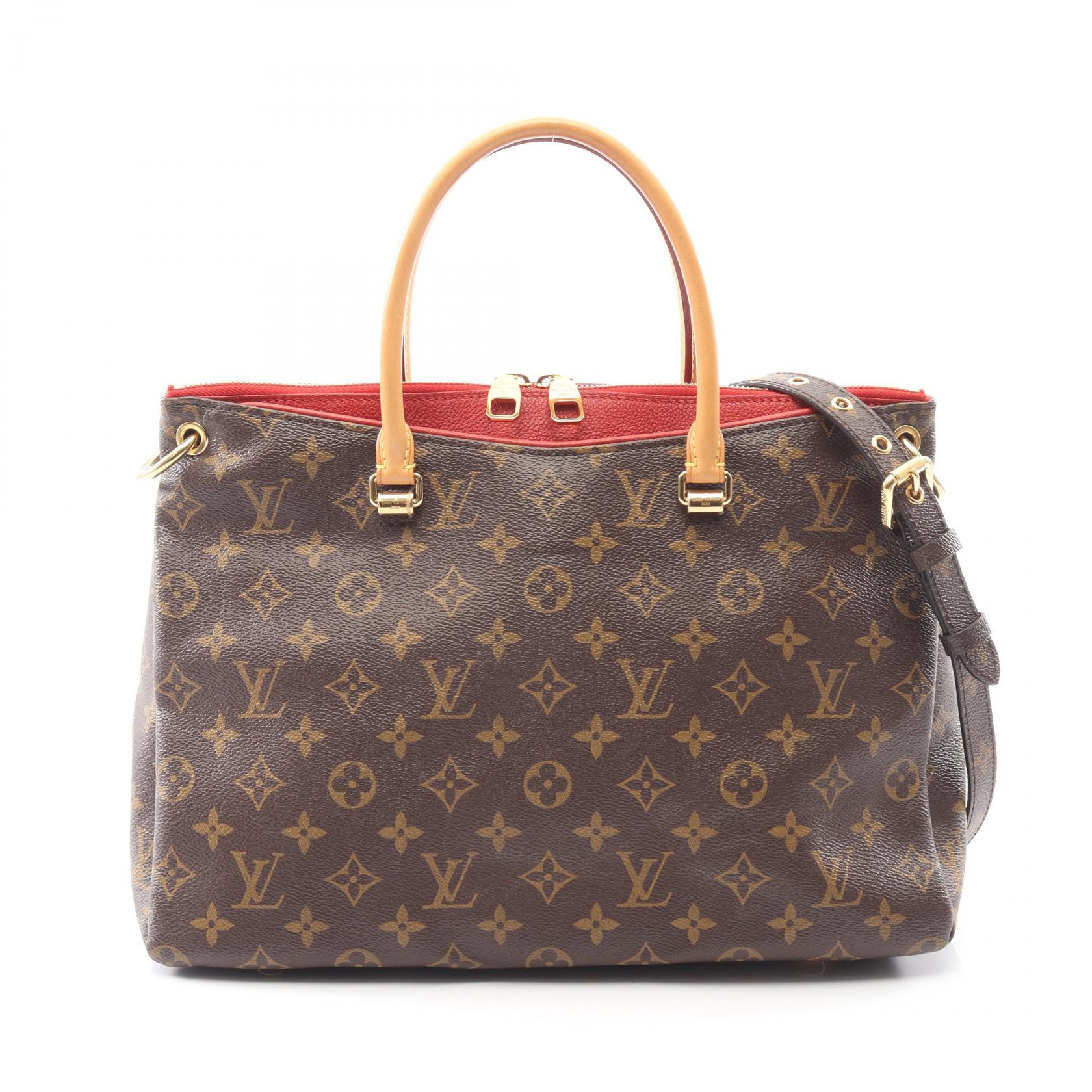 【P5倍×5%OFFクーポン】ルイ・ヴィトン LOUIS VUITTON パラス ハンドバッグ バッグ PVCコーティングキャンバス レザー モノグラム レディース ブラウン系 / レッド系 M41175 【中古】