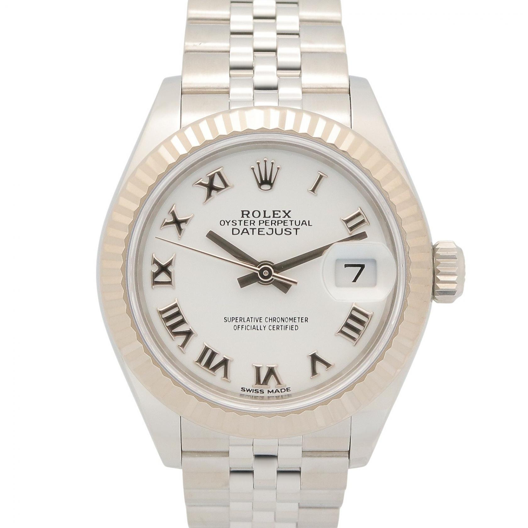 【P5倍×5%OFFクーポン】ロレックス ROLEX デイトジャスト ランダム番 ホワイト ローマ 腕時計 時計 K18WG（ホワイトゴールド） ステンレススチール レディース ホワイト系 / シルバー系 / ローマ 279174 【中古】