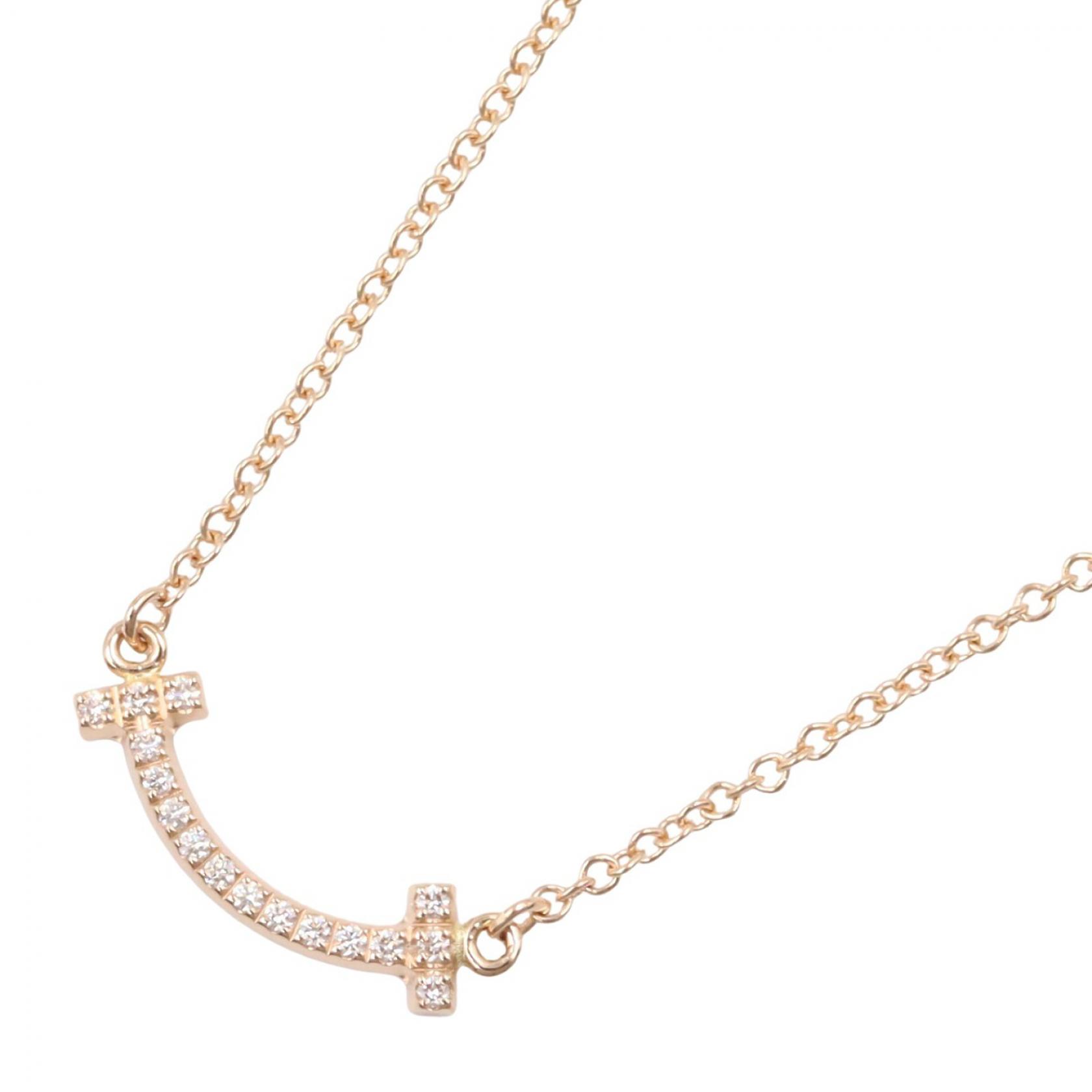 ティファニー TIFFANY＆CO Tスマイル ダイヤ ネックレス ミニ ネックレス ジュエリー K18PG（ピンクゴールド） ダイヤモンド レディース ゴールド系 / クリア系 62617772 【中古】 127,000円