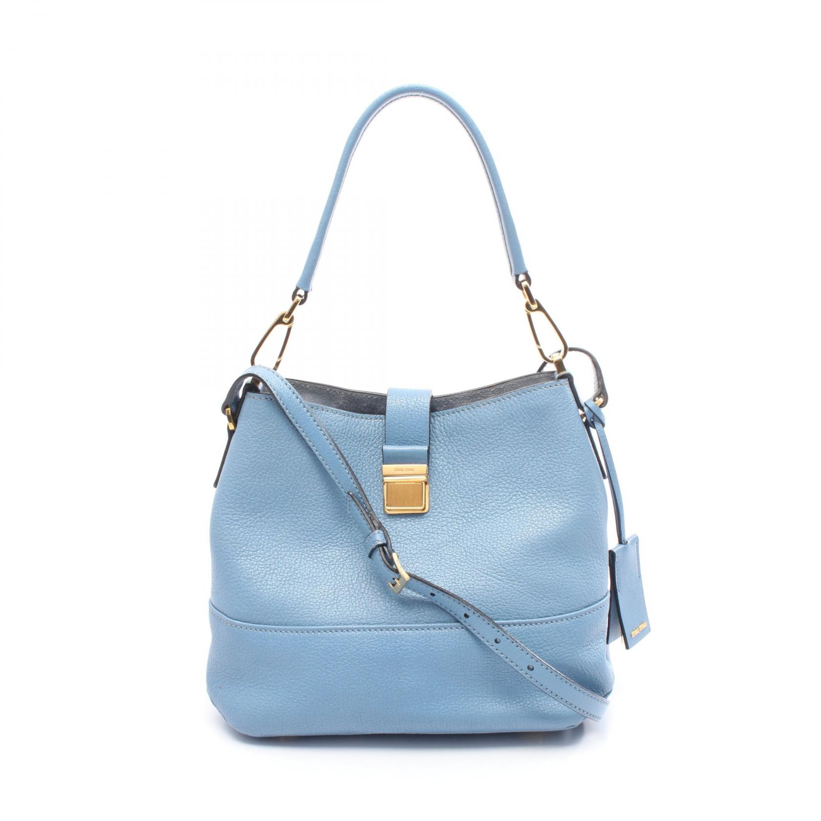 【P5倍×15%OFFクーポン】ミュウ ミュウ Miu Miu マドラス ハンドバッグ バッグ レザー レディース ブルー系 【中古】