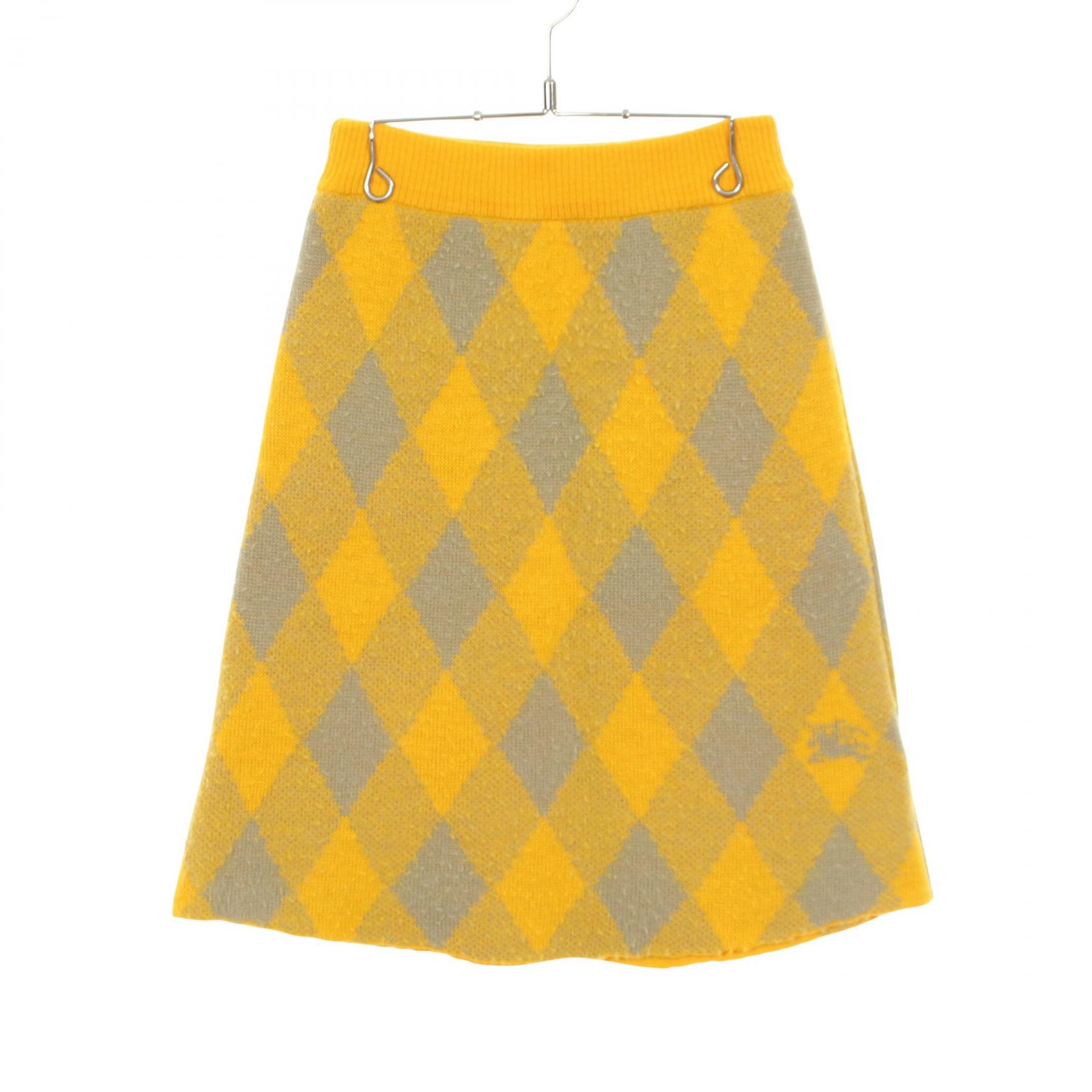 【5千円OFFクーポン対象】バーバリー BURBERRY ニット スカート 衣料品 ボトムス ウール レディース イエロー系 / グレー系 【中古】