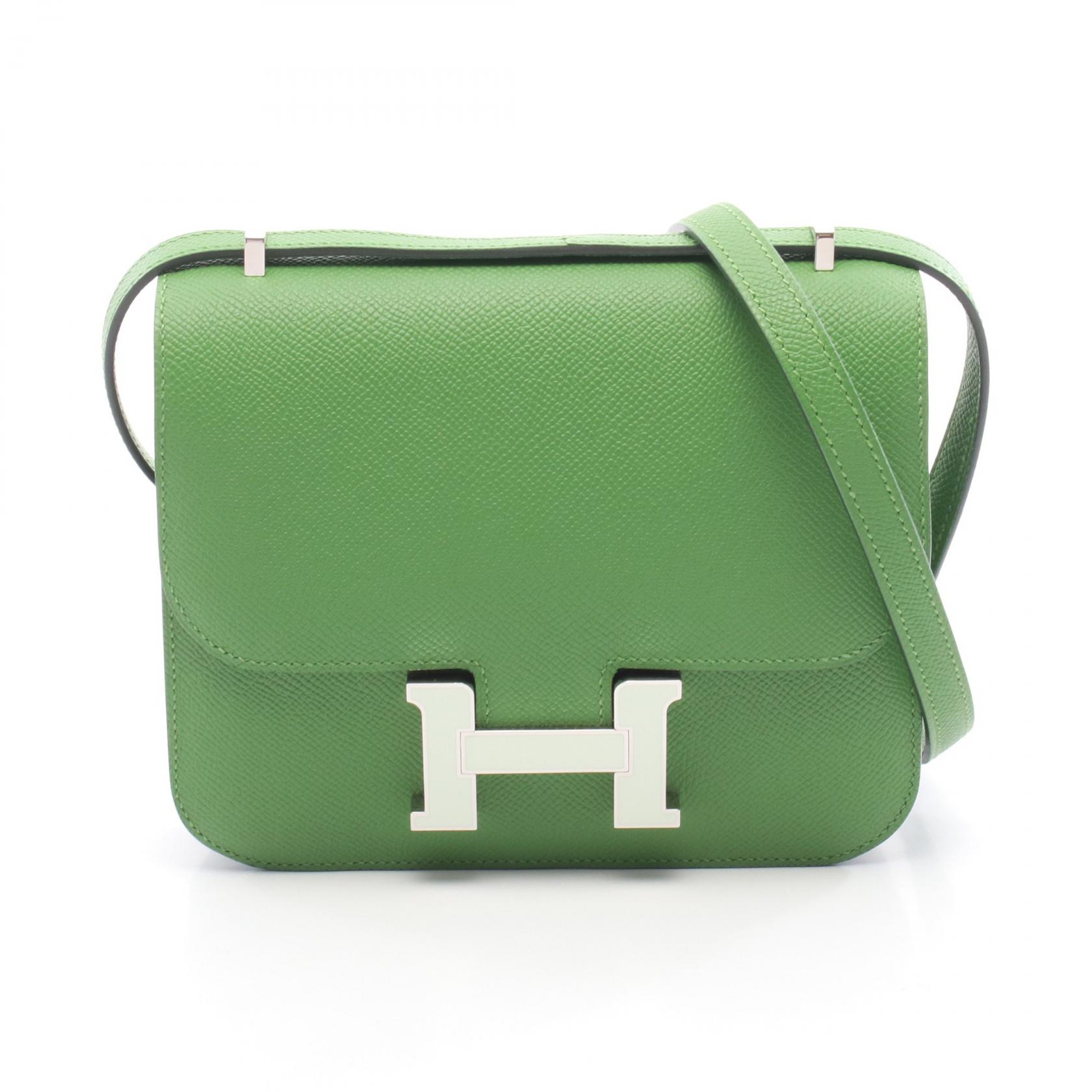 【P5倍×5%OFFクーポン】エルメス HERMES コンスタンス3 ミニ ミロワール ショルダーバッグ バッグ レザー カーフ（牛革） ヴォーエプソン ヴォーエプソン レディース グリーン系 【中古】