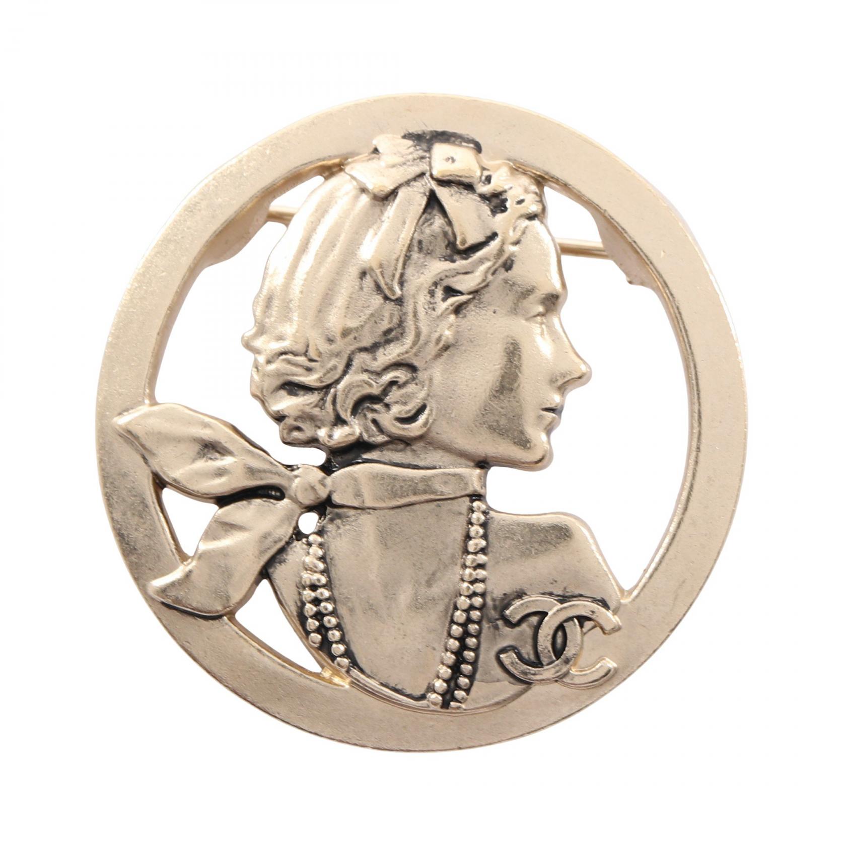 【P5倍×5%OFFクーポン】シャネル CHANEL マドモアゼル ココマーク ブローチ アクセサリー GP（ゴールドメッキ） レディース ゴールド系 【中古】