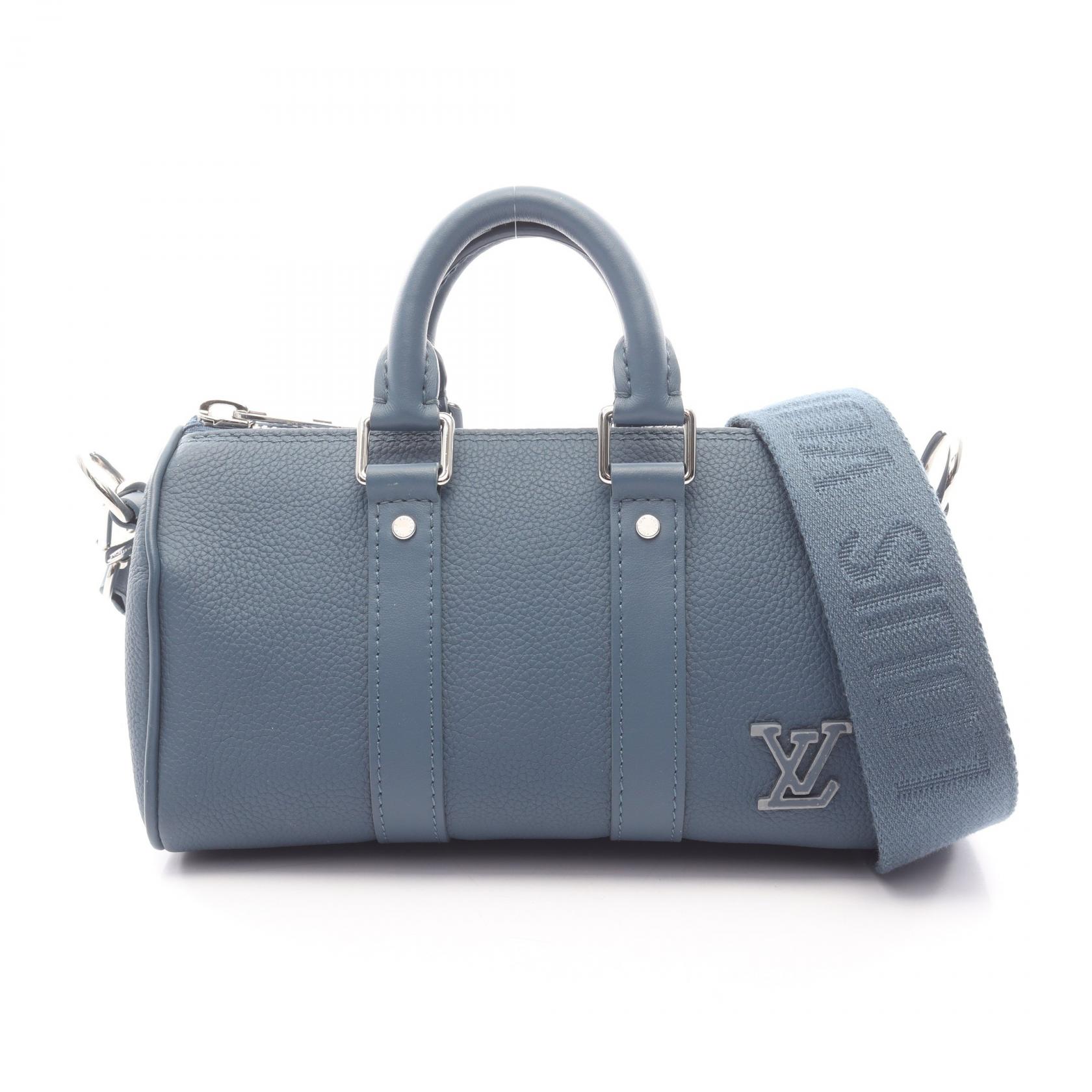 【P5倍×15%OFFクーポン】ルイ・ヴィトン LOUIS VUITTON キーポルXS ハンドバッグ バッグ レザー アエログラム メンズ ブルー系 M81003 【中古】