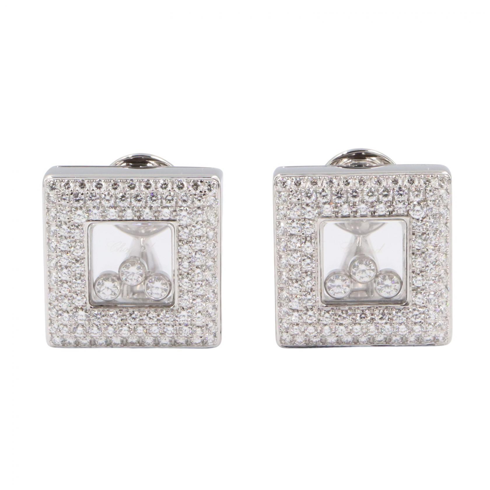 【P5倍×5%OFFクーポン】ショパール Chopard ハッピーダイヤモンド ピアス ピアス ジュエリー K18WG（ホワイトゴールド） ダイヤモンド レディース シルバー系 / クリア系 【中古】
