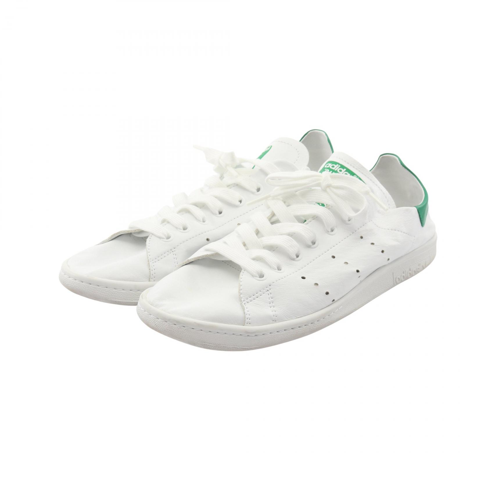 【P5倍×5%OFFクーポン】バレンシアガ BALENCIAGA BALENCIAGA × adidas STAN SMITH スタンスミス スニーカー 靴 レザー メンズ ホワイト系 / グリーン系 【中古】
