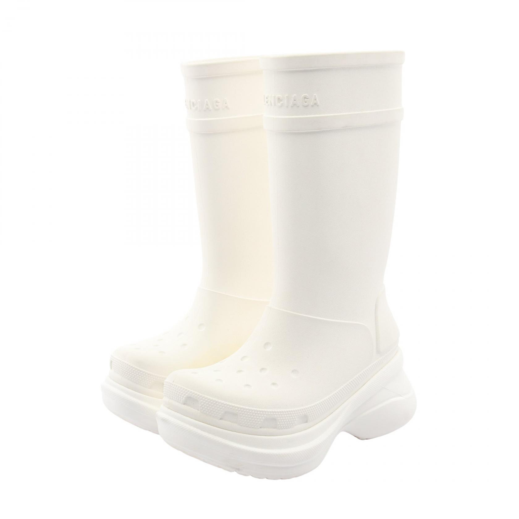 【5%OFFクーポン×ポイント5倍】バレンシアガ BALENCIAGA BALENCIAGA × crocs レインシューズ 靴 ラバー レディース ホワイト系 【中古】