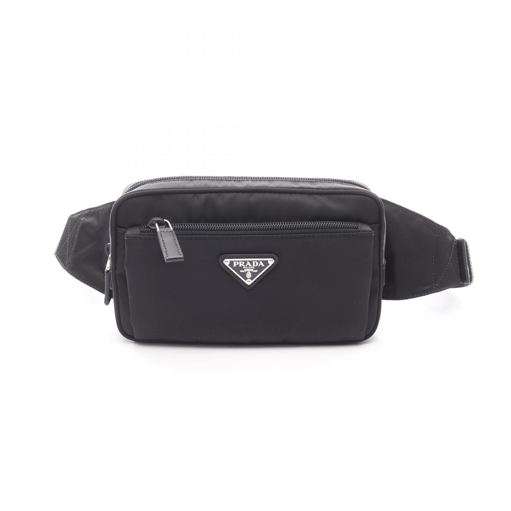 【P5倍×5%OFFクーポン】プラダ PRADA Re-Nylon ウエストバッグ ボディバッグ バッグ ナイロン サフィアーノレザー メンズ ブラック系 2VL9772DMGF0002 【新品】