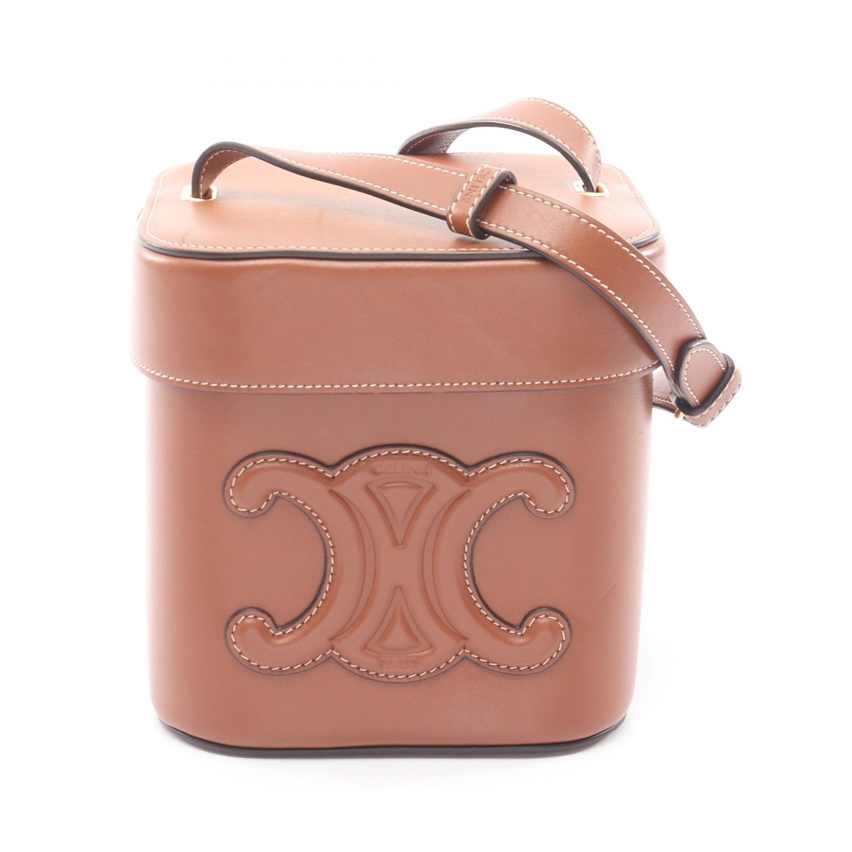 【15%OFFクーポン 7/26 9:59〆】セリーヌ CELINE キュイルトリオンフ ミディアム ボックス ショルダーバッグ バッグ レザー レディース ブラウン系 【中古】｜Brandoff銀座