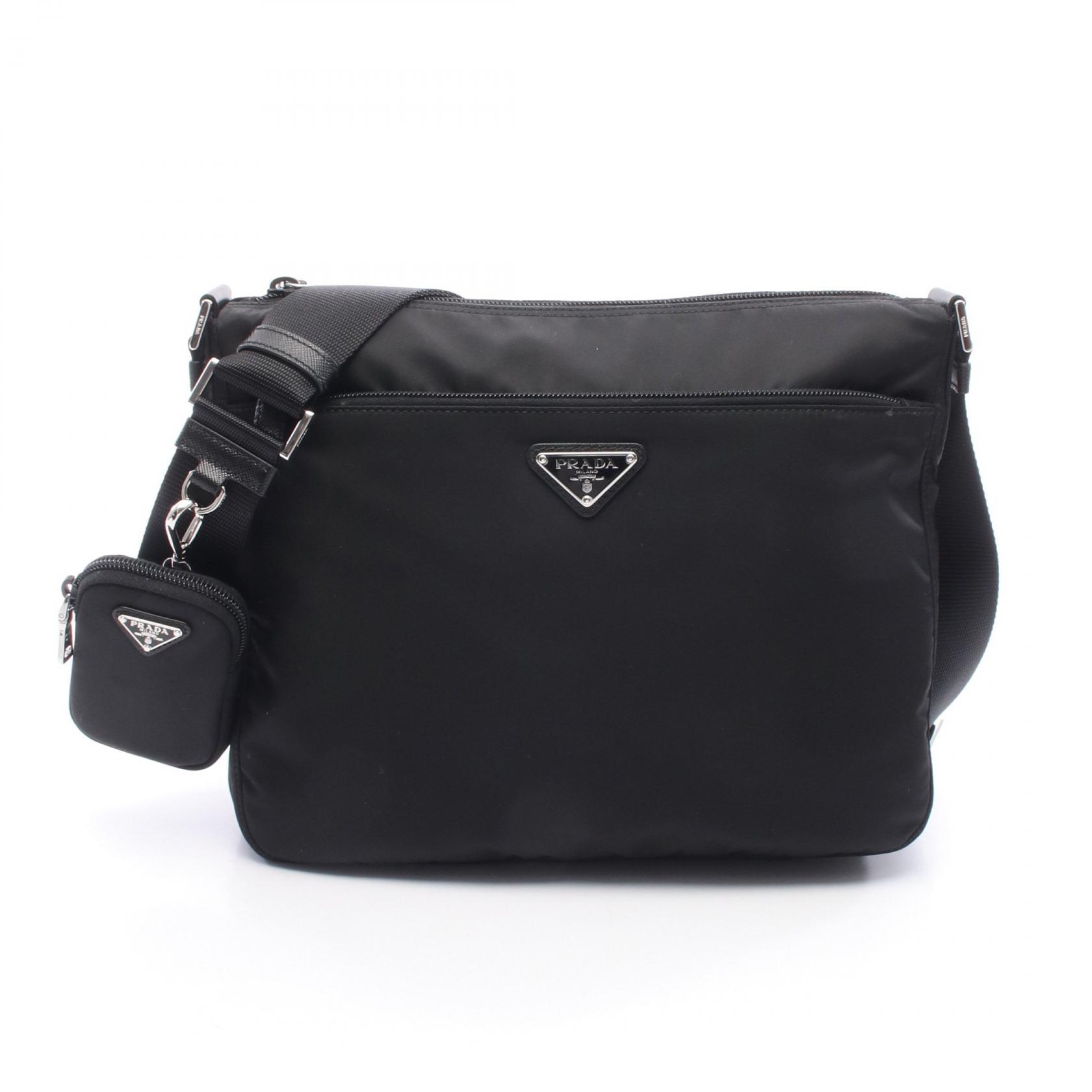 【10%OFFクーポン対象】プラダ PRADA VELA ショルダーバッグ バッグ ナイロン レザー レディース ブラック系 1BC421VD1MRV44F0002 【新品】