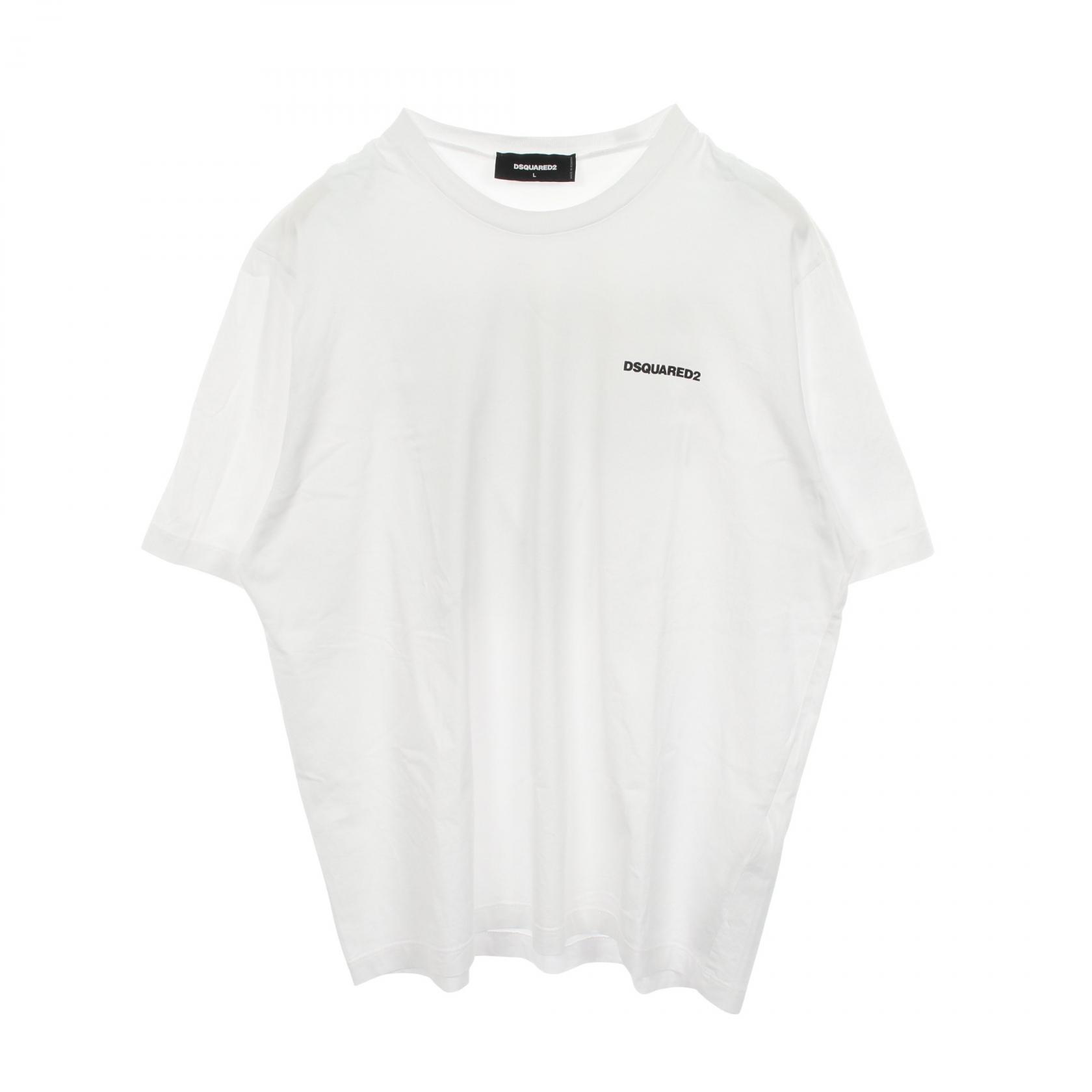 【P5倍×5%OFFクーポン】ディースクエアード DSQUARED2 ロゴプリント 半袖Tシャツ 衣料品 トップス コットン メンズ ホワイト系 / ブラック系 【中古】
