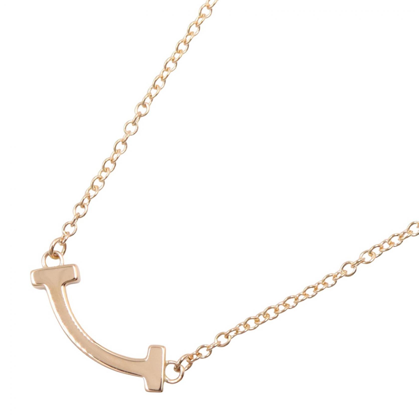 【4時間限定！ポイント10倍 】4/13 20時～23:59／ティファニー TIFFANY＆CO Tスマイル ミニ ネックレス ネックレス ジュエリー K18PG（ピンクゴールド） レディース ゴールド系 【中古】