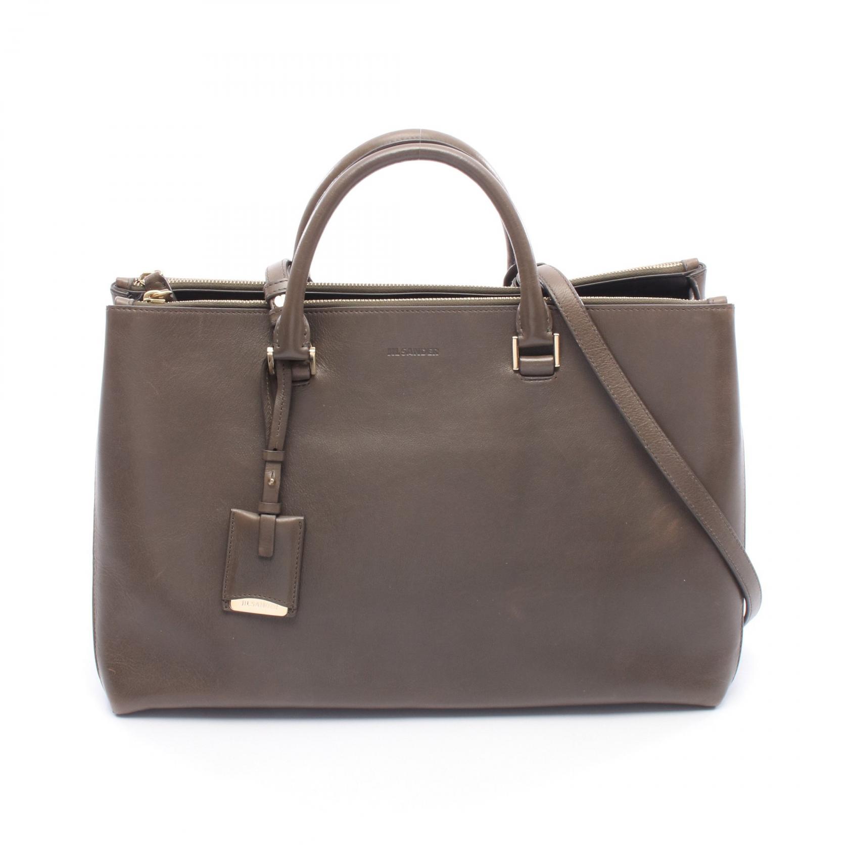 ジルサンダー JIL SANDER 2WAY トートバッグ バッグ レザー レディース グレー系 【中古】
